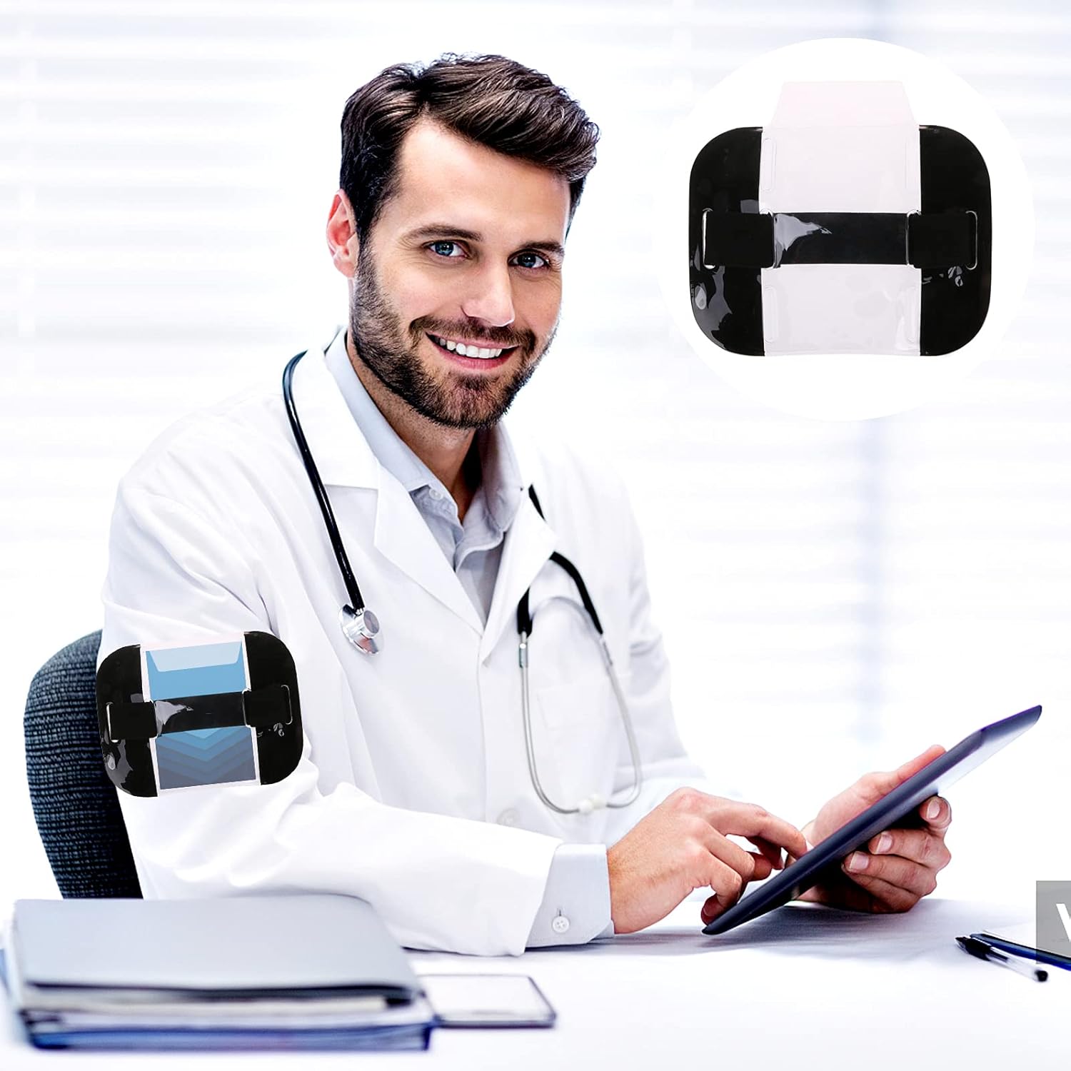 License Badge Holder, 3 Pcs Arm Badge Holders with Adjustable Strap, ID