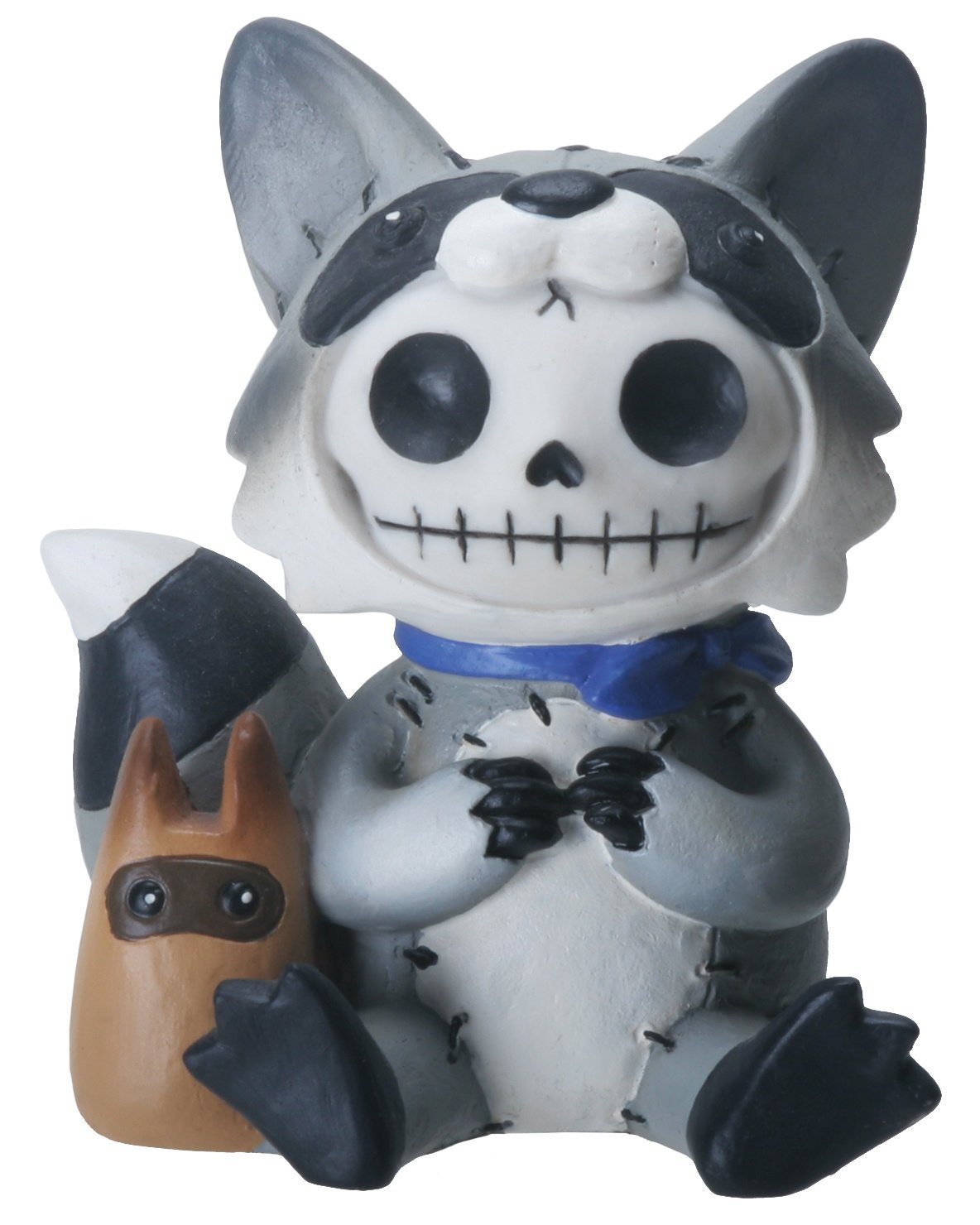 SUMMIT COLLECTION Furrybones Bandit Signature Skeleton in Raccoon Costume with a Little Accomplice