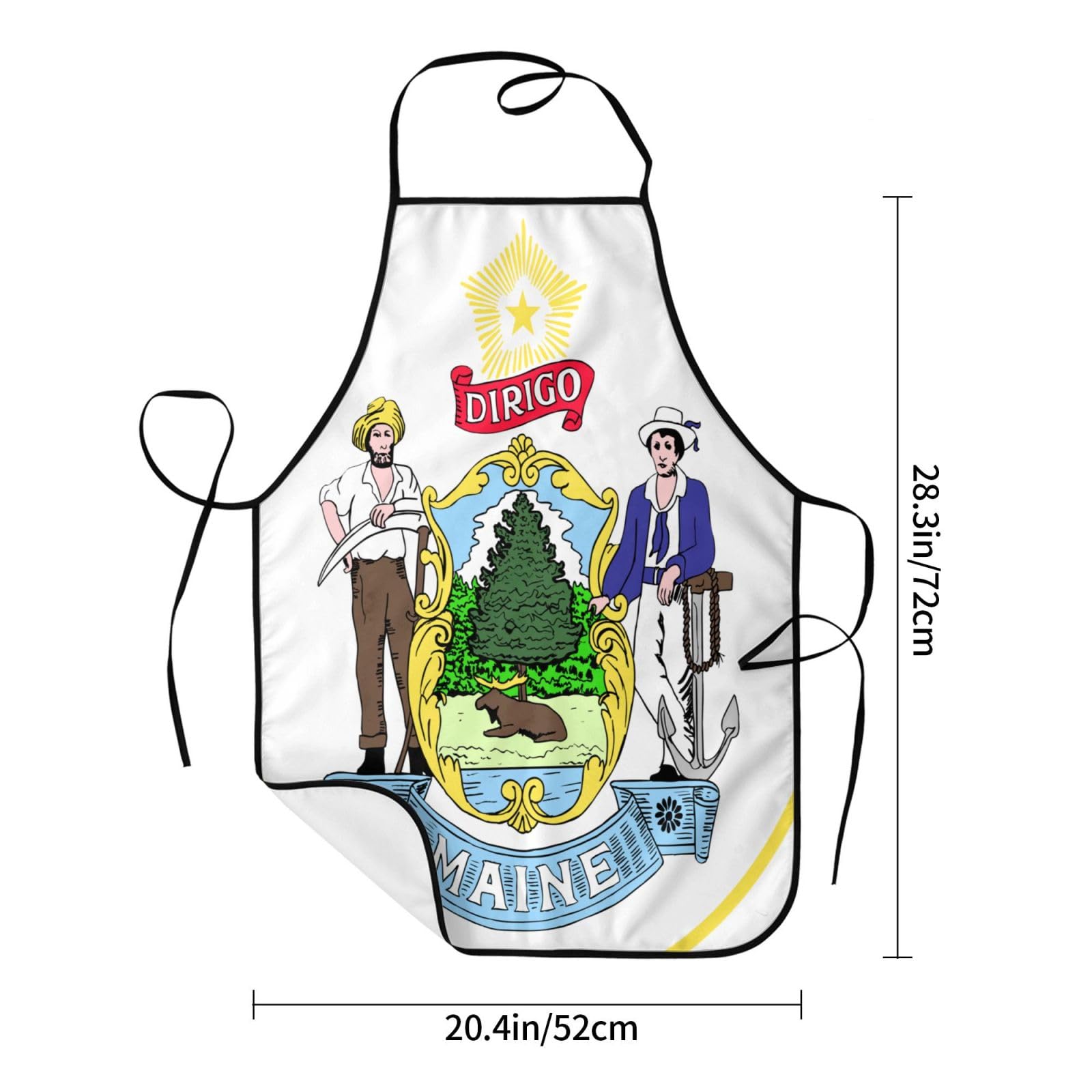Tablier de cuisine unisexe avec drapeau et carte du Maine, doux et confortable pour homme et femme