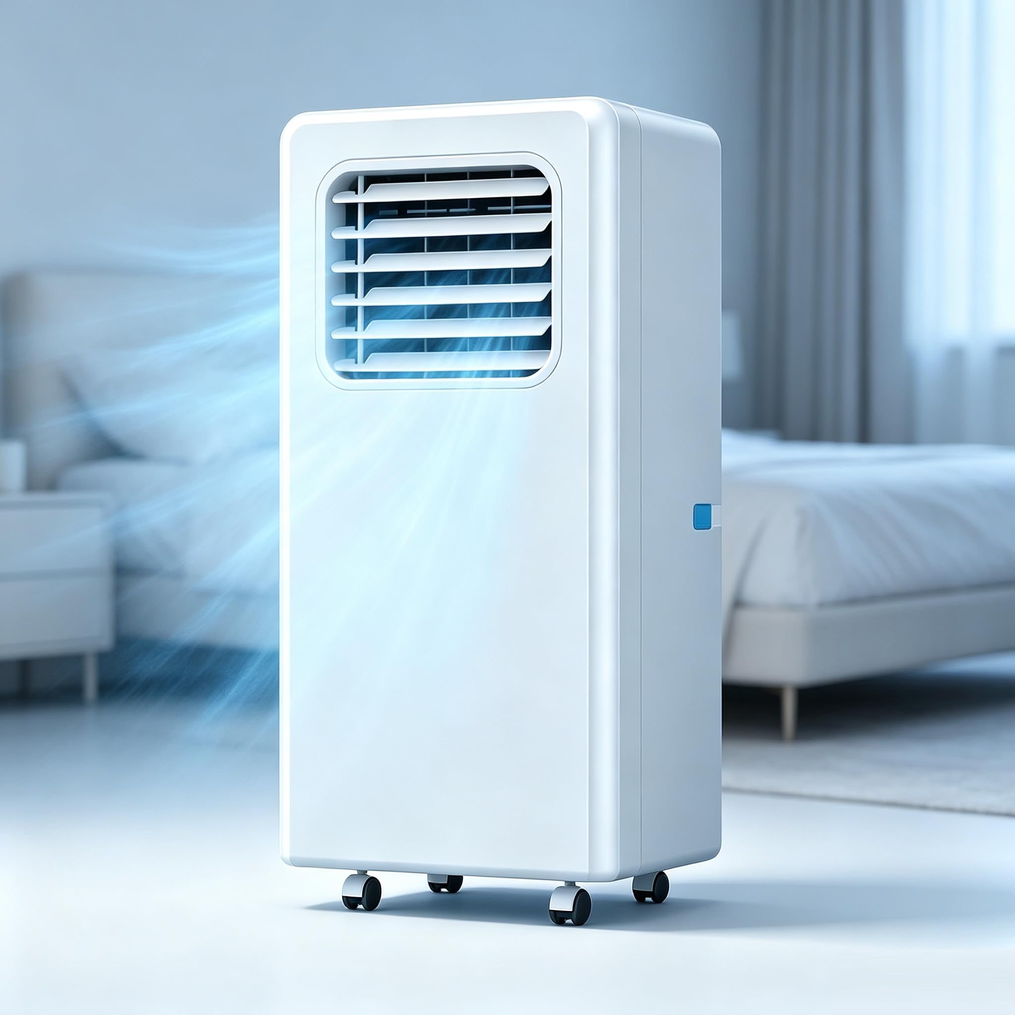 Climatiseur portable silencieux, refroidisseur mobile compact avec filtre à poussière et drainage continu, écran LED et télécommande, pour chambre ou appartement 12000btu
