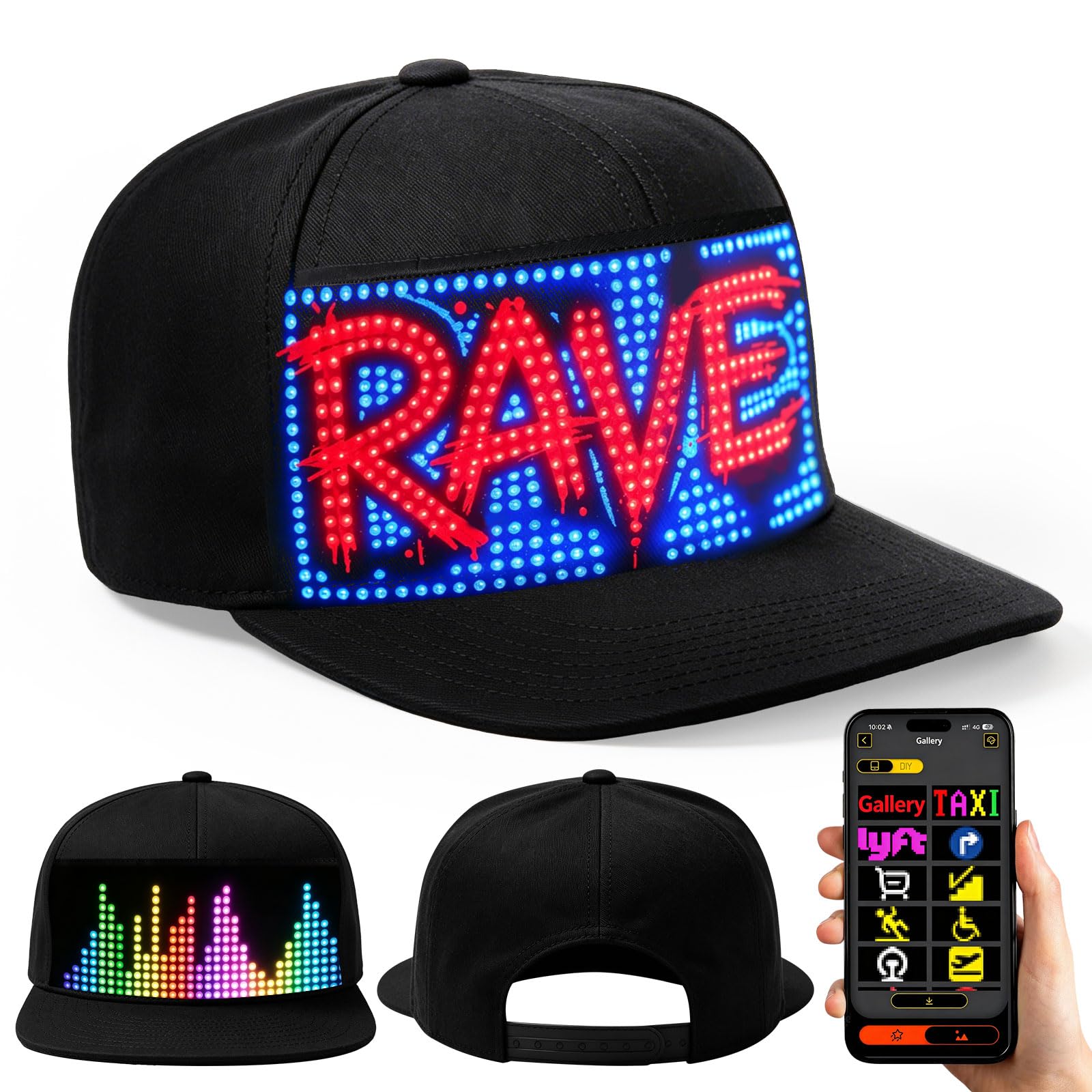 Customizable LED Hat Hat Bluetooth App Control, Personalised Party Hats