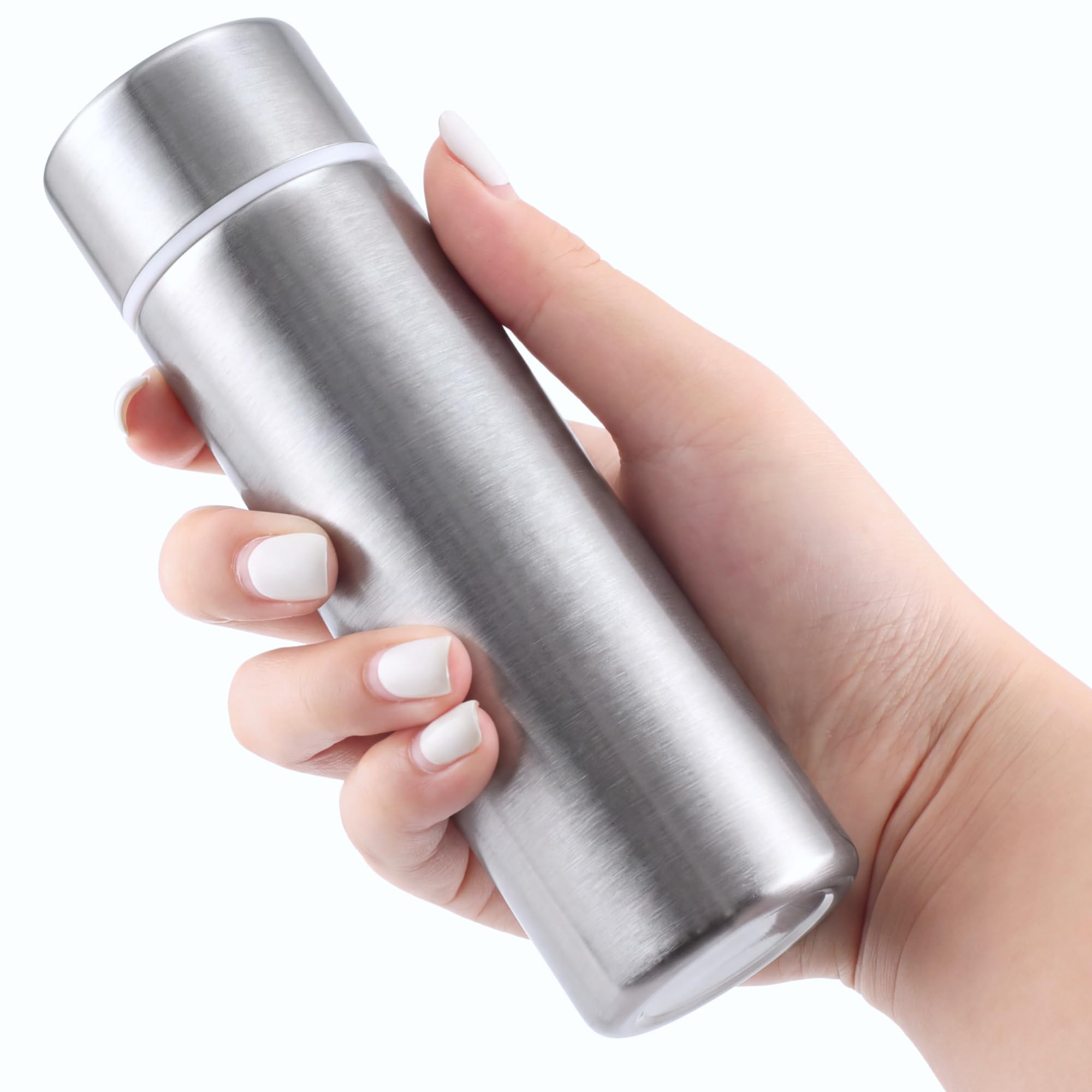 Vesici 1 Pack 4.4oz Mini Insulated Water Bottle, Silver | Stainless Steel Small Water Bottle for Purse, Leakproof Pocket Size Reusable Flask for Kids Lunch Box, Coffee Travel & Gym