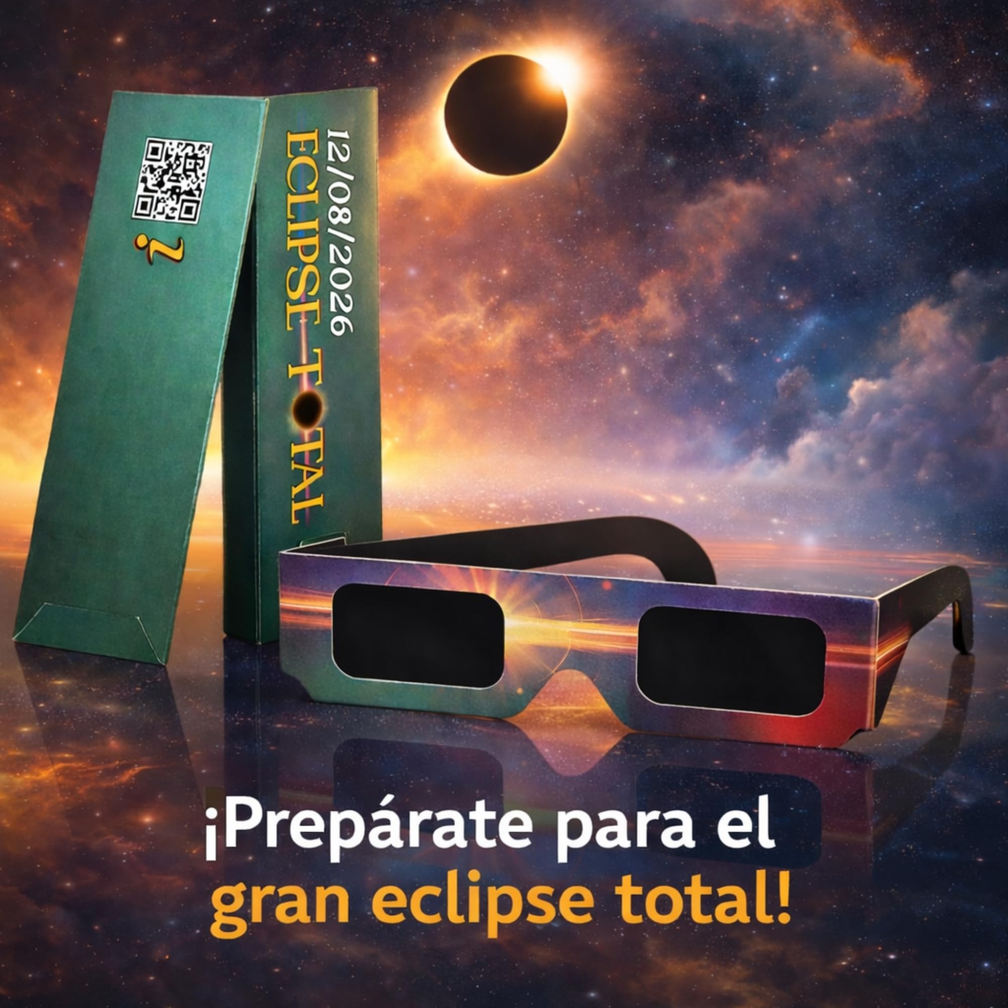 100 Gafas Eclipse Solar Certificadas ISO 12312-2 y CE