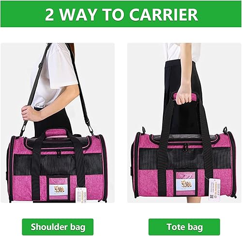 Miniatura 3 de Transportador de mascotas grande de 20 pulgadas con lados suaves para gatos grandes de menos de 25 libras, transportador plegable para perros