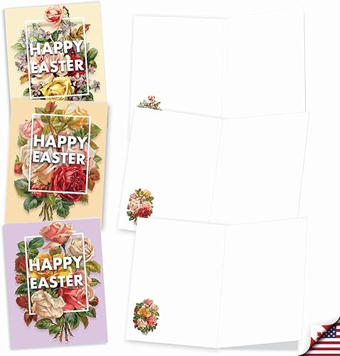 Miniatura 2 de The Best Card Company Juego de 20 tarjetas de Pascua en blanco surtidas de 4 x 5.12 pulgadas con sobres (10 diseños, 2 de cada uno) flores para