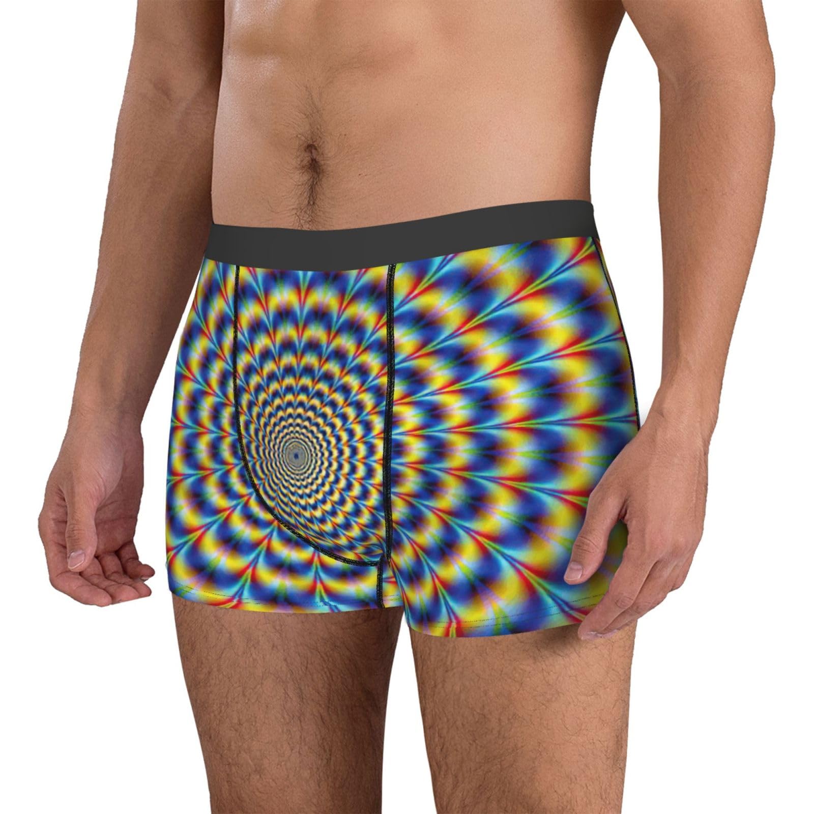 Longzehao Mens spiral optical illusion gif Print Boxer Briefs,Microfibre Stretch Fit Underwear shorts Gents for Everyday Wear, Black, XXL
