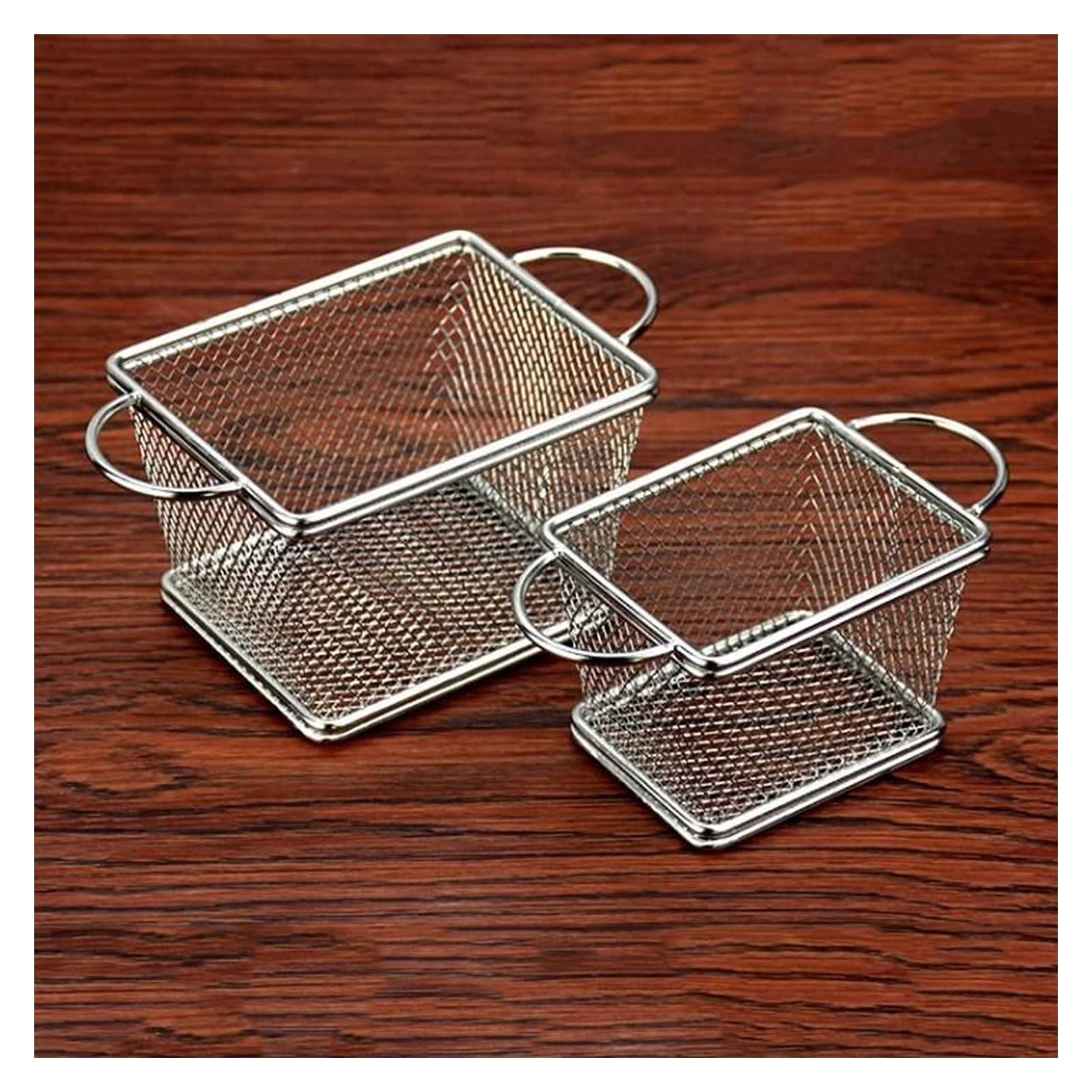 Cesta coladora para freidora, filtro de patatas fritas, colador cuadrado de malla de acero inoxidable, apto para alimentos de verduras y frutas, 2 piezas de filtro de alimentos fritos