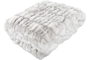 Lavish Home Oversized Faux Fur Blanket - 60"x80" Jacquard Faux Fur Queen-Size...
