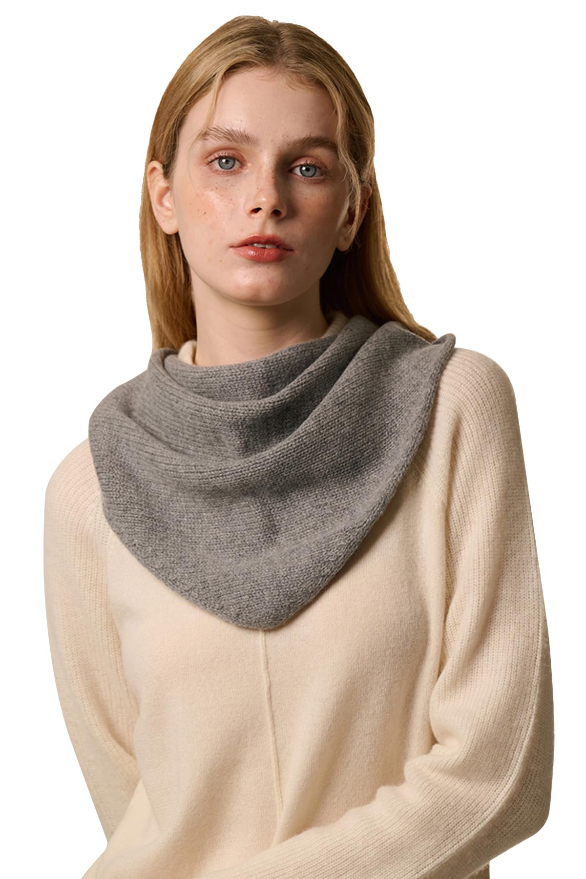 YUONNY Mujer Bufanda Triangular Suave, Triángulo Chales de Punto Pequeño Versátil y Cálido para Otoño Invierno, Color Sólido Mantón, Moda Calentador de Cuello de Punto, 30% Cachemira y 70% Lana