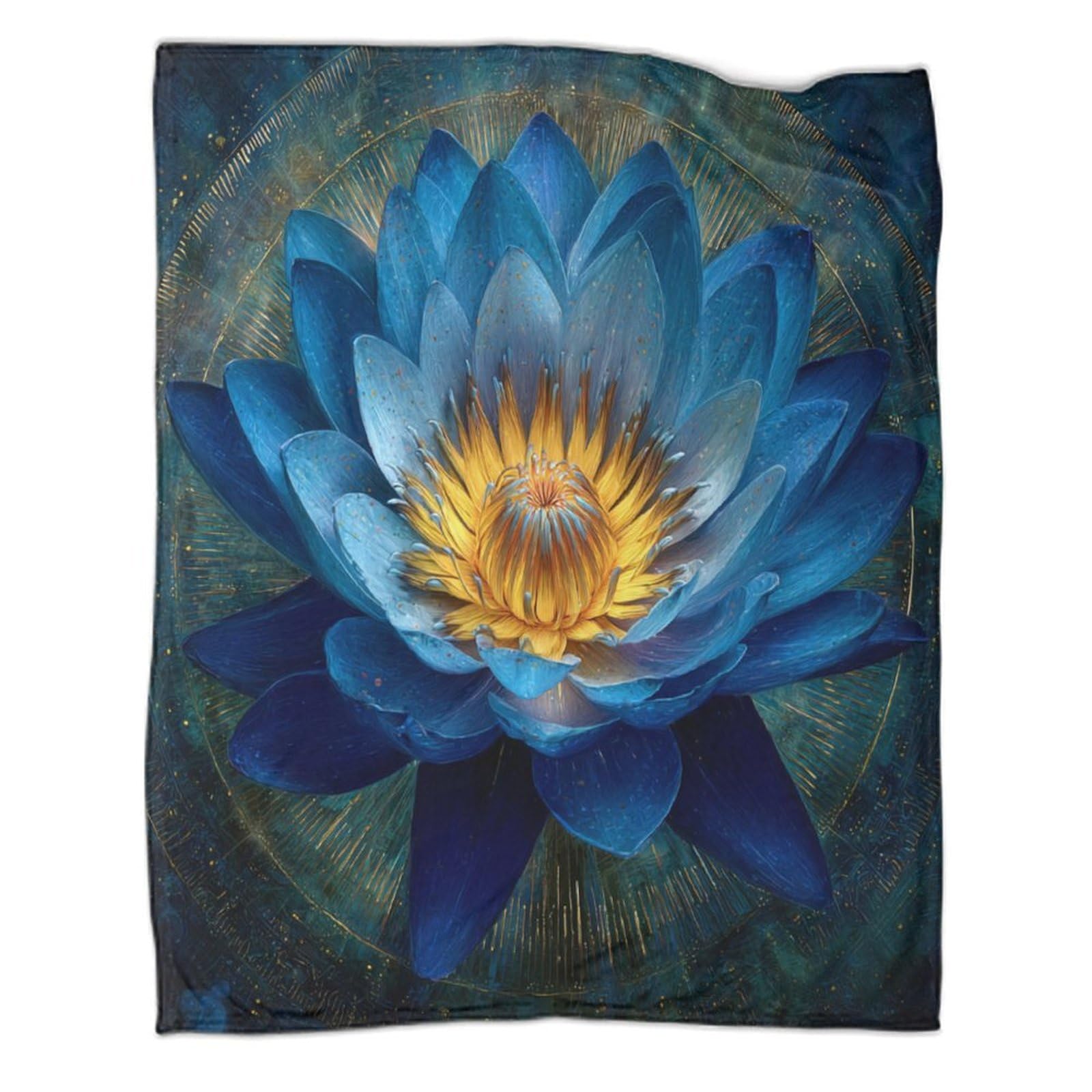 kaiyun Blue Lotus with Golden Light Super Soft Blanket | Throws | Fluffy And Comfortable Travel Cover,50x60inch(127x152cm)