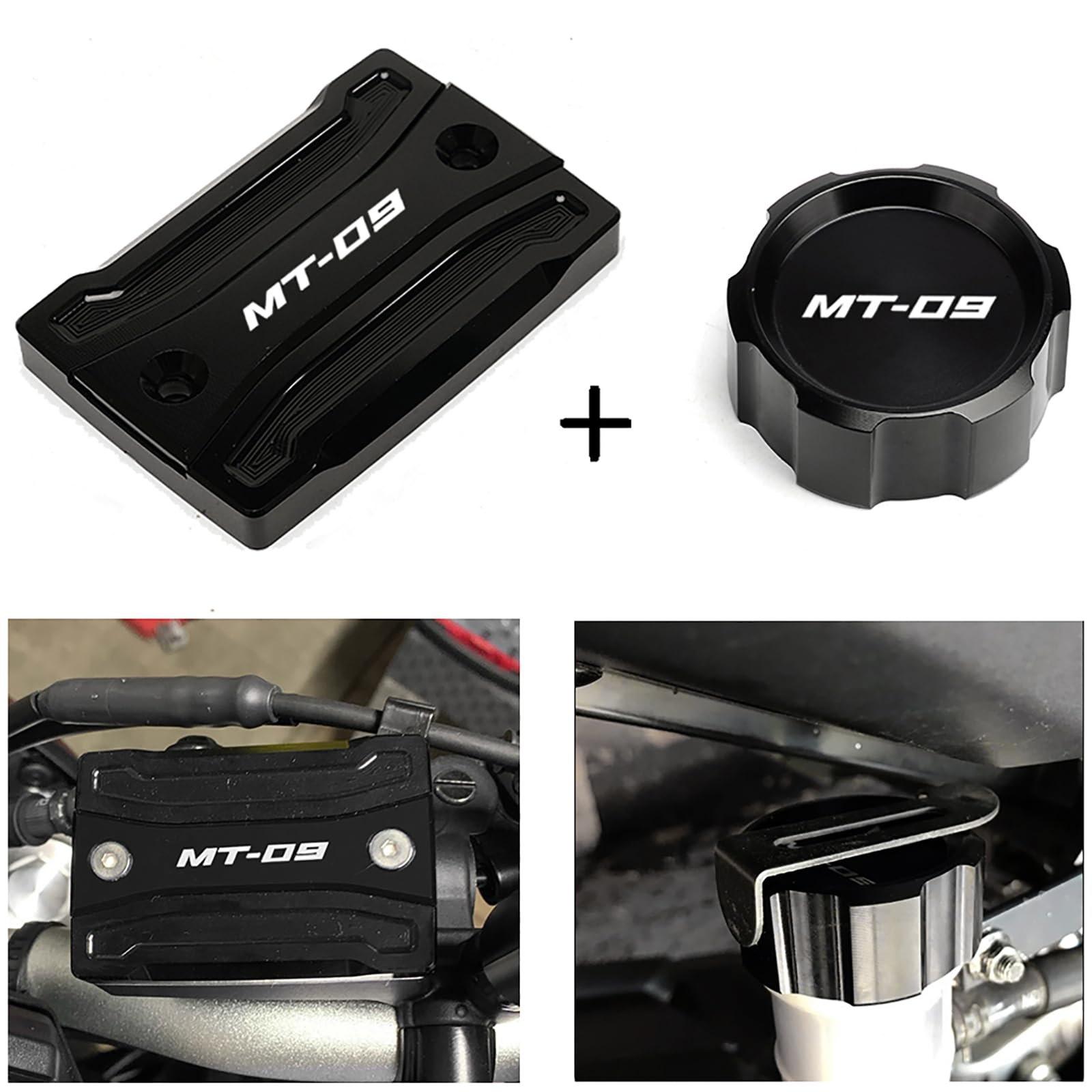 Coperture Serbatoio Liquido Freni In Alluminio Per Yamaha MT-09 2014-2020 | Set Anteriore+Posteriore - Foto 4