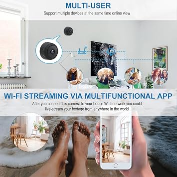 Jouis Wifi Kamera Full HD 1080P Kablosuz Mini–Gizli Güvenlik Kamerası, Şarj Edilebilir Taşınabilir Bebek ve Bakıcı İzleme Kamerası, Harekete Duyarlı,360° Dönebilen Stantlı Gece Görüşlü Casus A9 Kamera