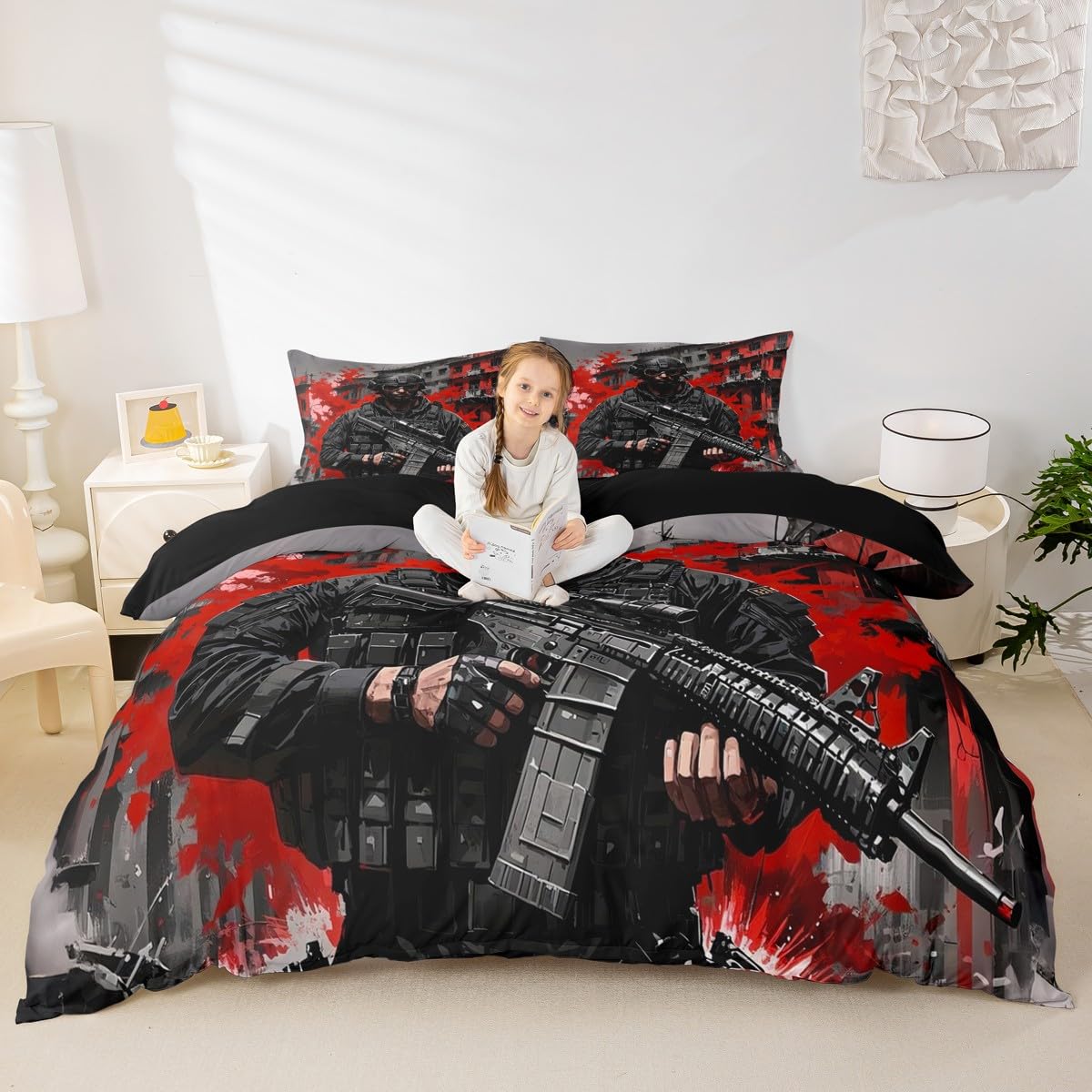 Parure de lit enfants motif armes à feu pour relooker une chambre de garçon ou fille