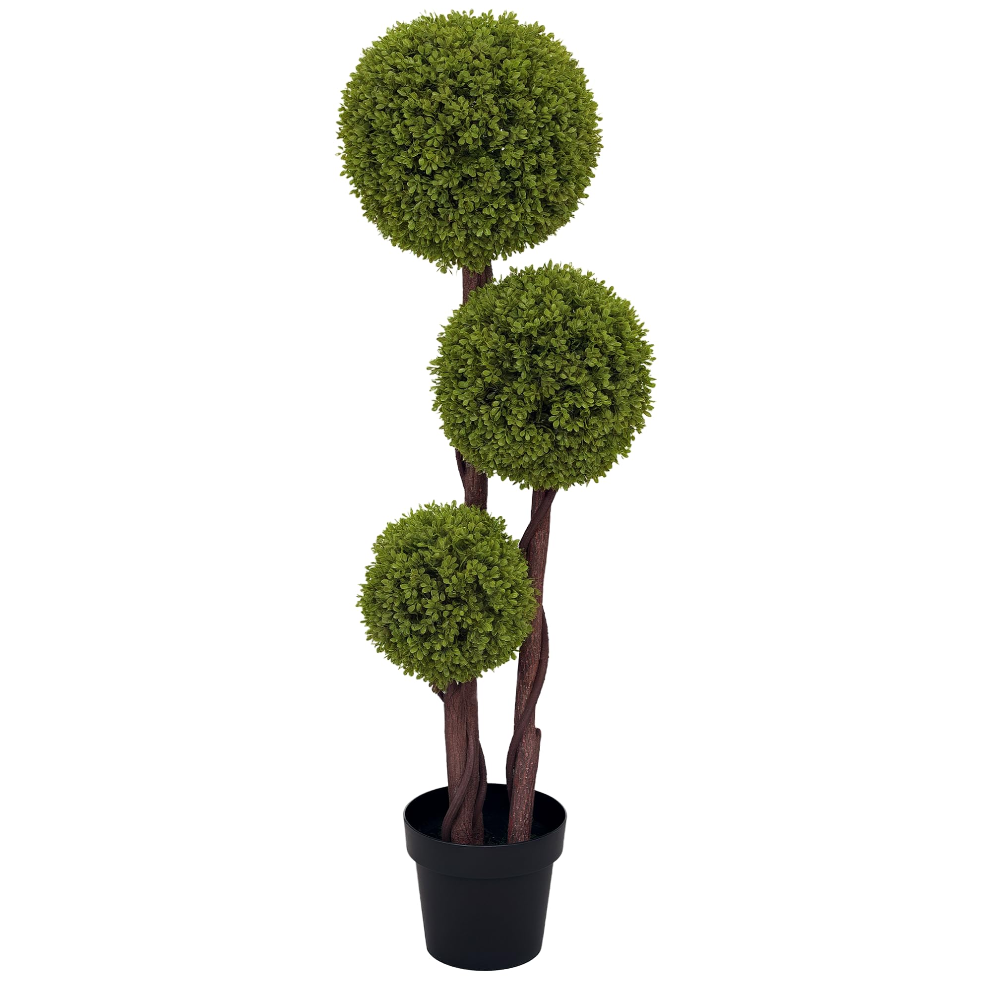 HOMCOM Artificial Plant for Home Decor Indoor & Outdoor Fake Plants Artificial Tree in Pot, 3 Ball Boxwood Topiary Tree for Home Office, Living Room