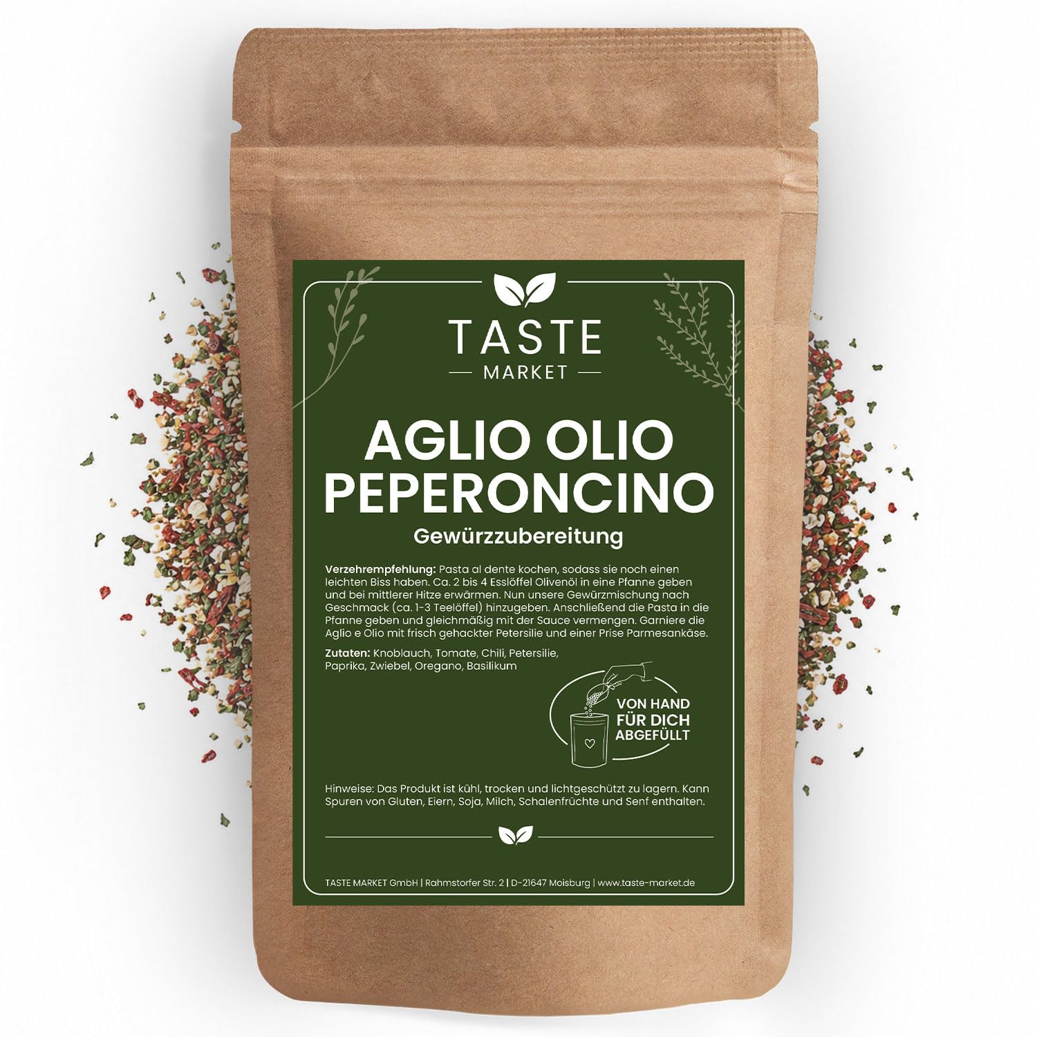5 kg Aglio Olio Peperoncini – italienische Gewürzmischung für Pasta – Spaghetti al Olio – Taste Market