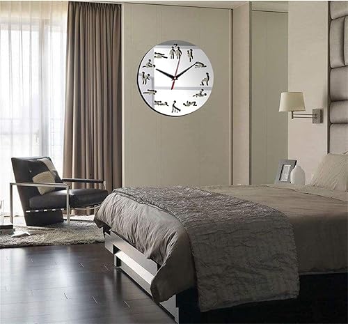 Miniatura 5 de Reloj de pared con posición, diseño moderno, autoadhesivo, 3D, para sala de estar, espejo, silencioso, reloj de cuarzo, adhesivo (color café 059)