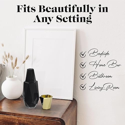 Miniatura 6 de American Atelier Juego de jarra y taza de noche geométrica moderna de 37 onzas, jarra de vidrio de 9 pulgadas con tapa y taza a juego, vasos