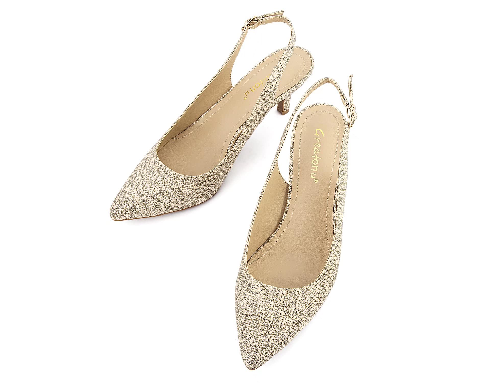 Greatonu Slingback Donna Scarpe Eleganti Decollete con Tacco Medio a Gattino e Punta
