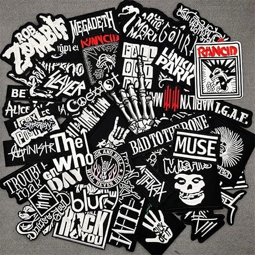 Miniatura 2 de 50 parches de banda de rock, parches punk, parches de metal pesado para chaquetas, bordado, música, insignias hippie, calcomanías para ropa,