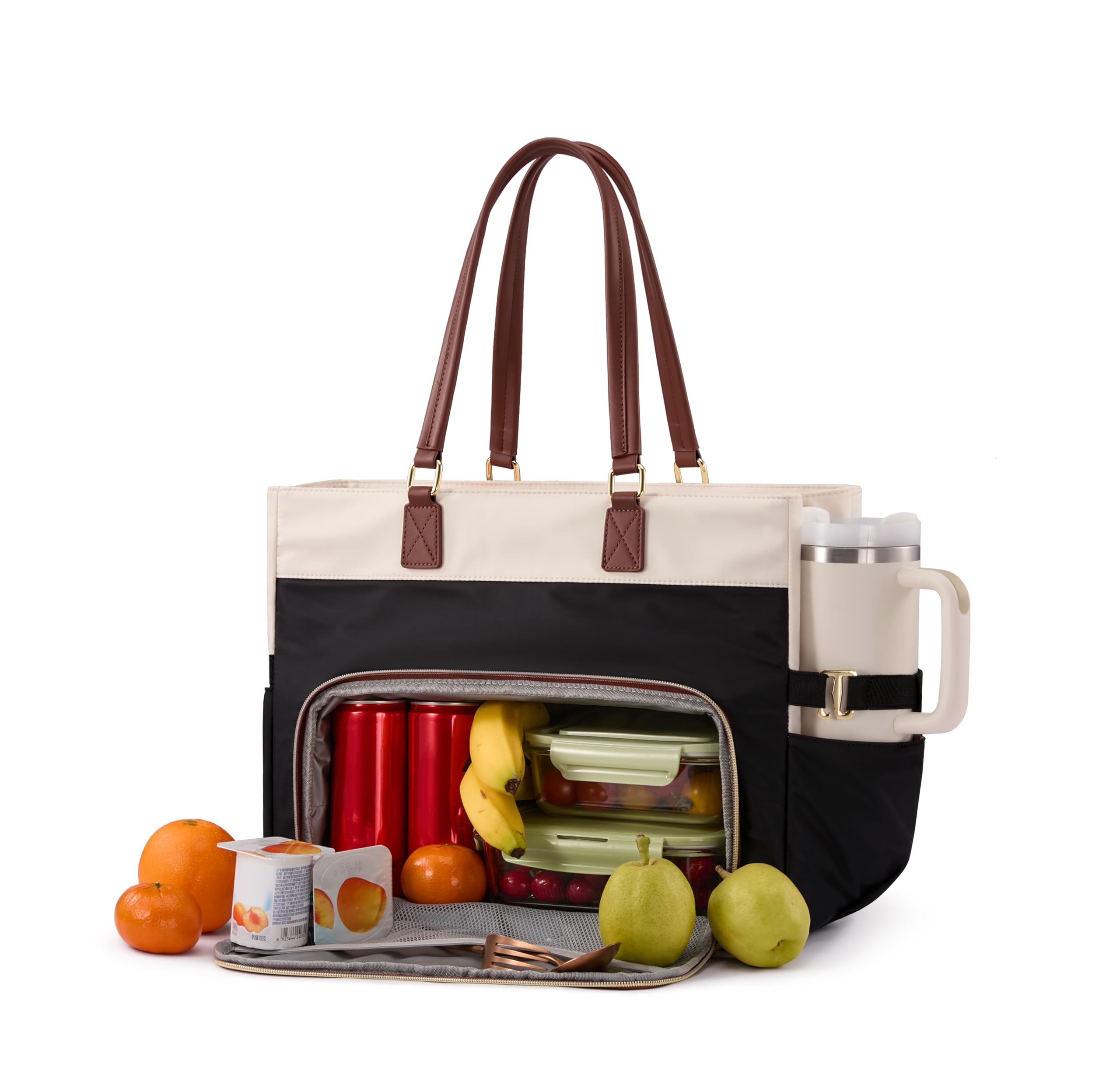 LOVEVOOK Elegancka torebka damska, duża, z izolowaną kieszenią chłodzącą, torba robocza, torba na laptopa o przekątnej ekranu 15,6", z wieloma przegródkami, torba nauczycielska, aktówka, torba na