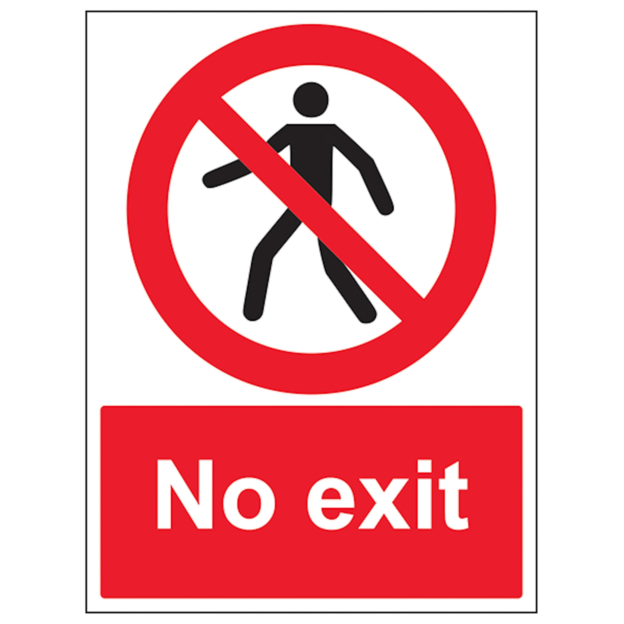 V Safety No Exit With Man - Portrait 150 x 200mm - 2mm Rigid Plastic Safety Sign