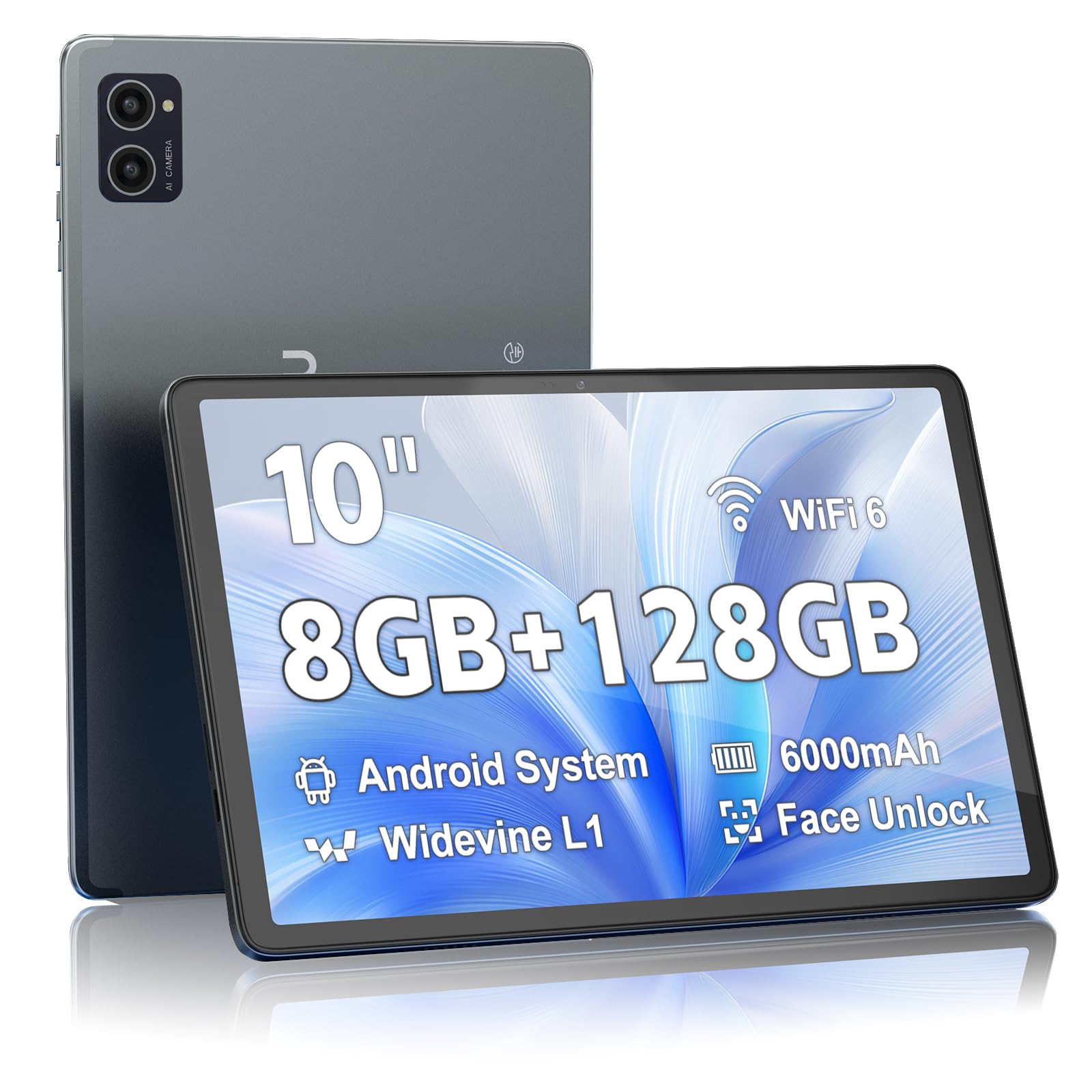 Tablet, Android Tablet, 8GB RAM, 128GB ROM, 1TB, Octa-Core, Android 14, 25.4 cm (10 inches), 800 x 1280 FHD, Touchscreen, Dual Camera, WiFi6, BT5.0, Battery 6000 mAh, Metal Grey-image-12