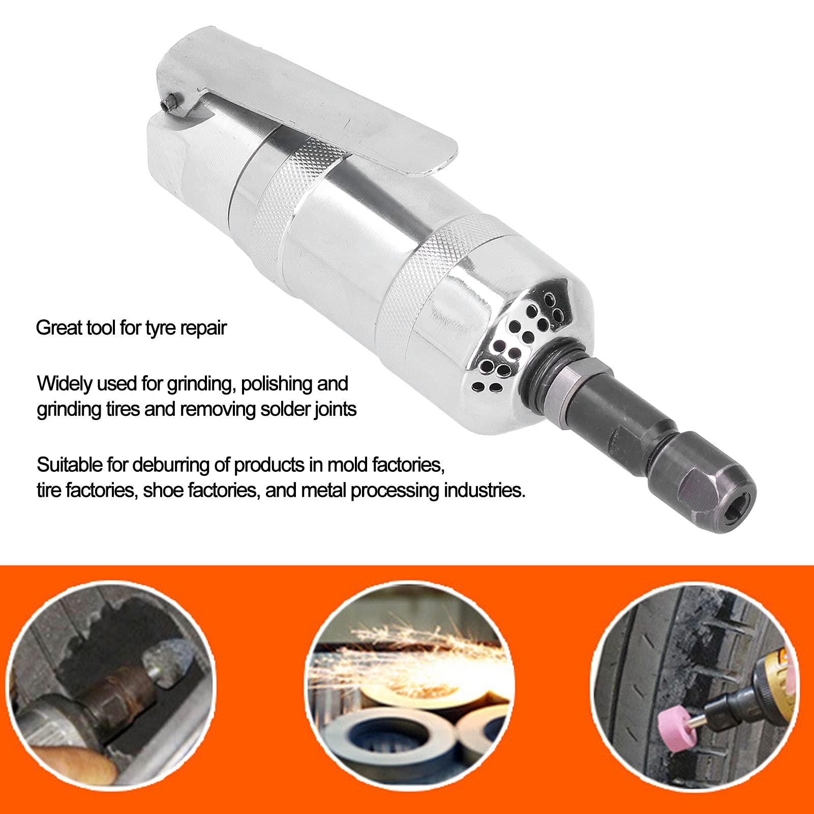 AMONIDA Smerigliatrice Pneumatica Utensile per Smerigliatura Ad Alte Prestazioni e Basso Rumore per Fabbriche di Stampi e Fabbriche di Pneumatici Acciaio Legato 1 unità (Stile americano)