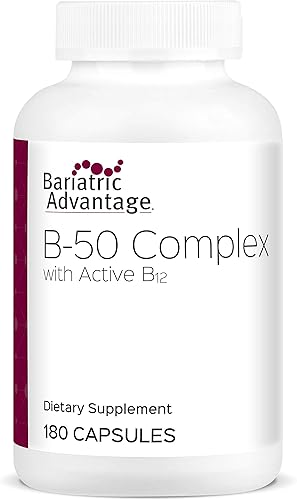 Bariatric Advantage Complejo B-50 con B12 activo suplemento de alta potencia que contiene todas las vitaminas B esenciales con colina inositol y