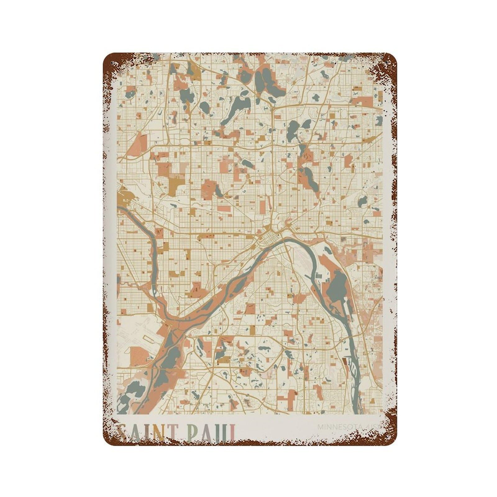 xiaoxiaoshen Saint Paul Map Minnesota Travel Gift Boho Wall Decor Art Metal Tin Poster Modern Home Decor Art Home Bar Shop Decorations Vintage Sign 40x30cm