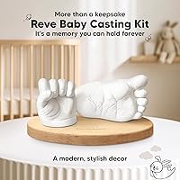 Vista 2 de KeaBabies Kit de Moldeado para Bebés, Molde de Manos y Pies, Kit de Moldeado de Mano para Recién Nacidos 3D y Elegante Base de Madera, Moldes