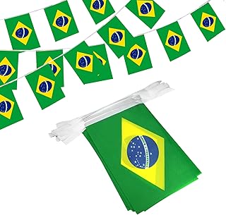 Anley Brazil String Flag Pennant Flags, Patriotic Events 7th of September Independence Day Decoration Sports Bars - 33 Fee...