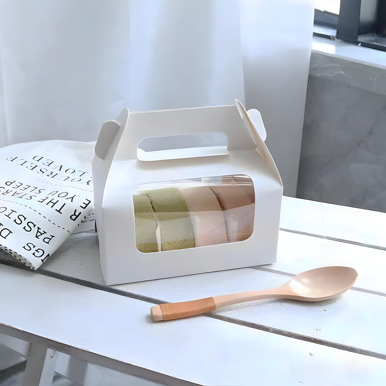 30 cajas de regalo de panadería transparente grande de 10.6 x 3.7 x 3 pulgadas con cartón, caja de regalo de caramelos, cajas de regalo para regalos, fiestas, galletas, pasteles, cupcakes,