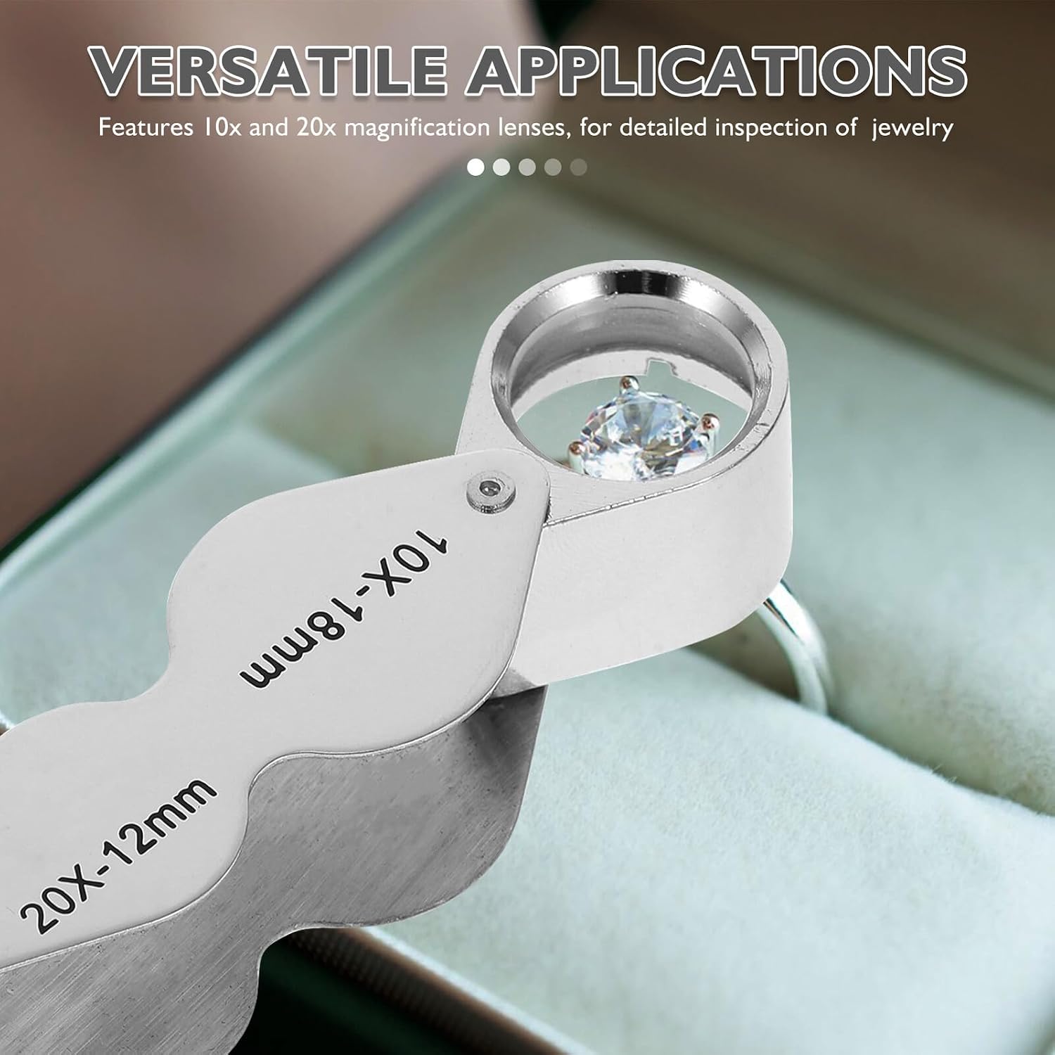 Jeweler’s Loupe Magnifier 10x 20x Double Lens Full Metal Handheld Magnifying Glass for Jewelry Coin Inspection and Soldering Jewelry Making Tools