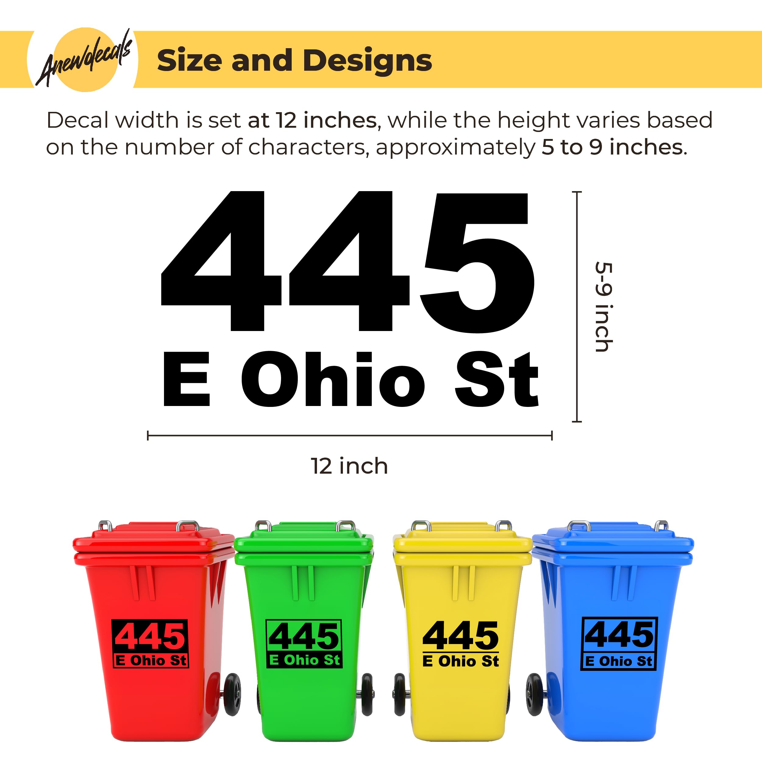 Custom Trash Can Numbers Stickers - Waterproof Personalized Garbage Bin Marker with Street Address - Vinyl Decal for Trash Can - Garbage Sticker for Loss Prevention