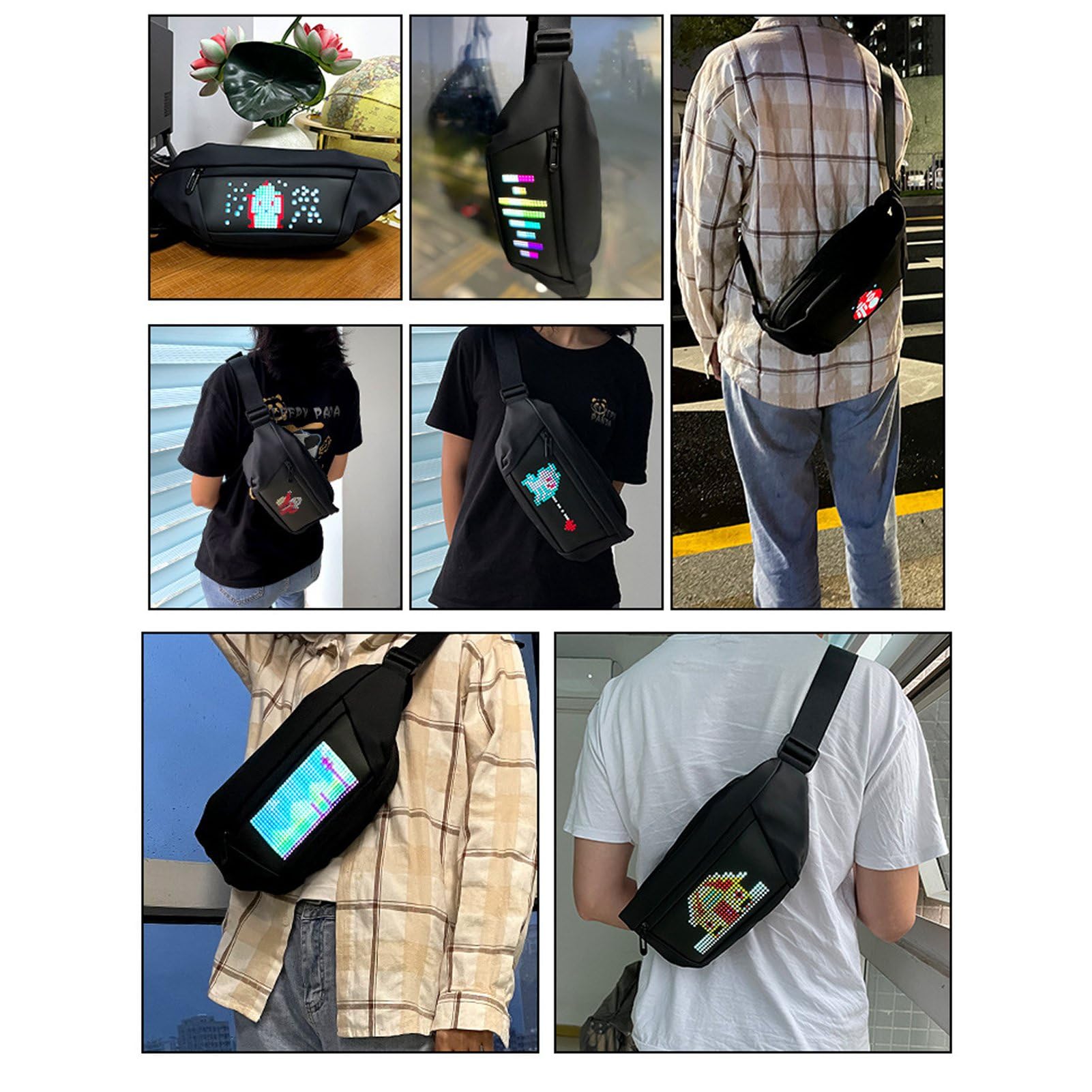 Naroote Fanny Pack LED Display Stampa Programmabile per Avventure