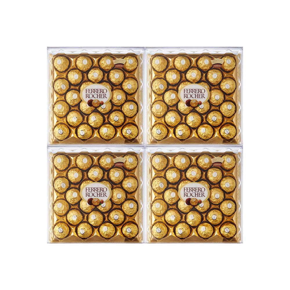Ferrero Rocher Hazelnut & Milk Chocolate - Palline da pasticceria T24, confezione da 24 (4 confezioni)