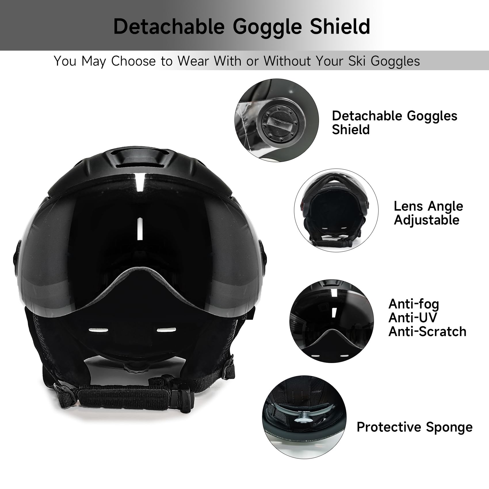 2 w 1 wizjer narciarski snowboard kask zdejmowana maska chroniąca przed śniegiem Anti-Fog zintegrowane okulary ochronne daszek niski ciężar dla dorosłych mężczyzn i kobiet