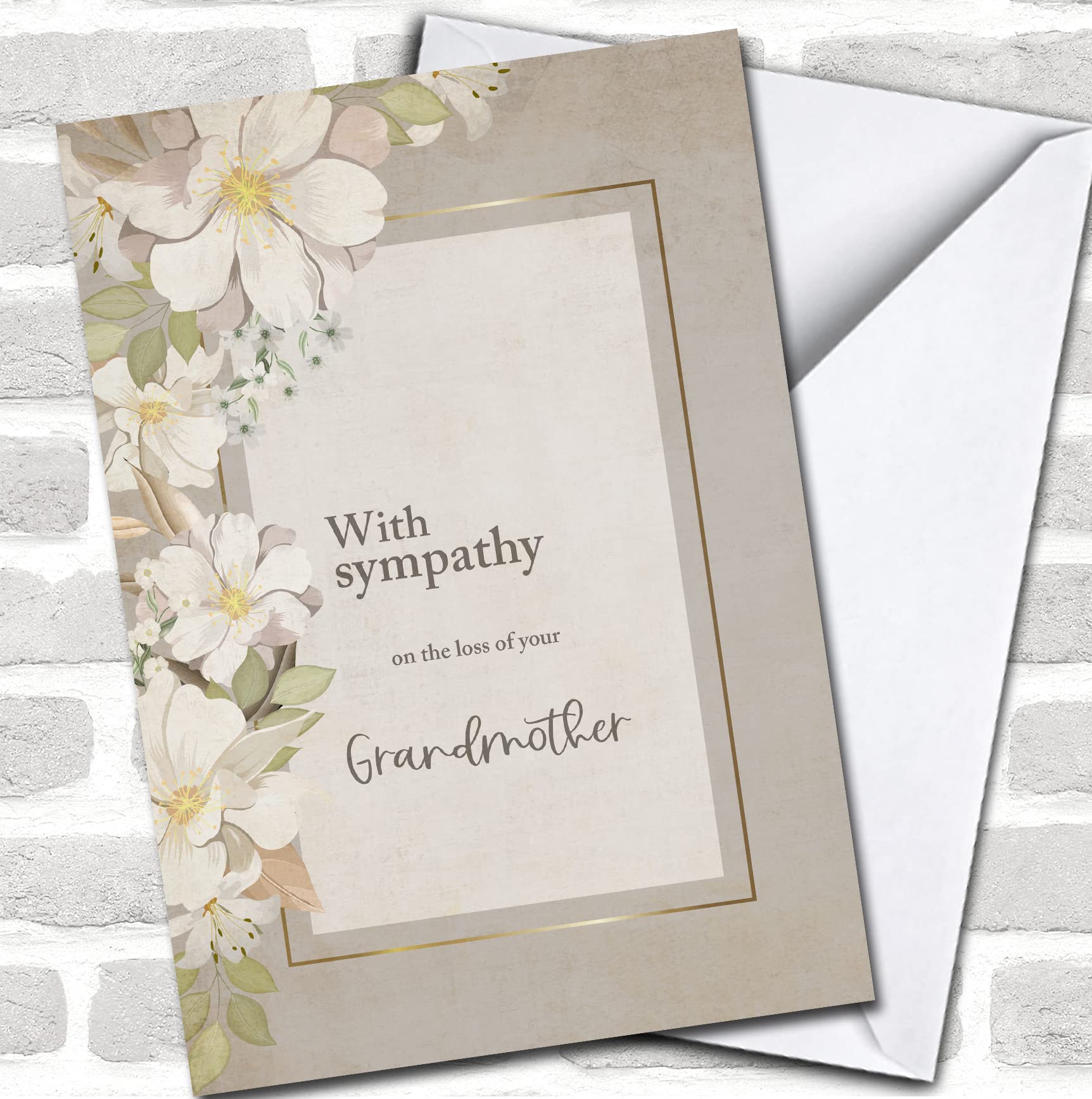 White Flowers with Sympathy On Loss of Grandmother Personalised Card | Sympathy Card | Condolences Sorry for Your Loss Card