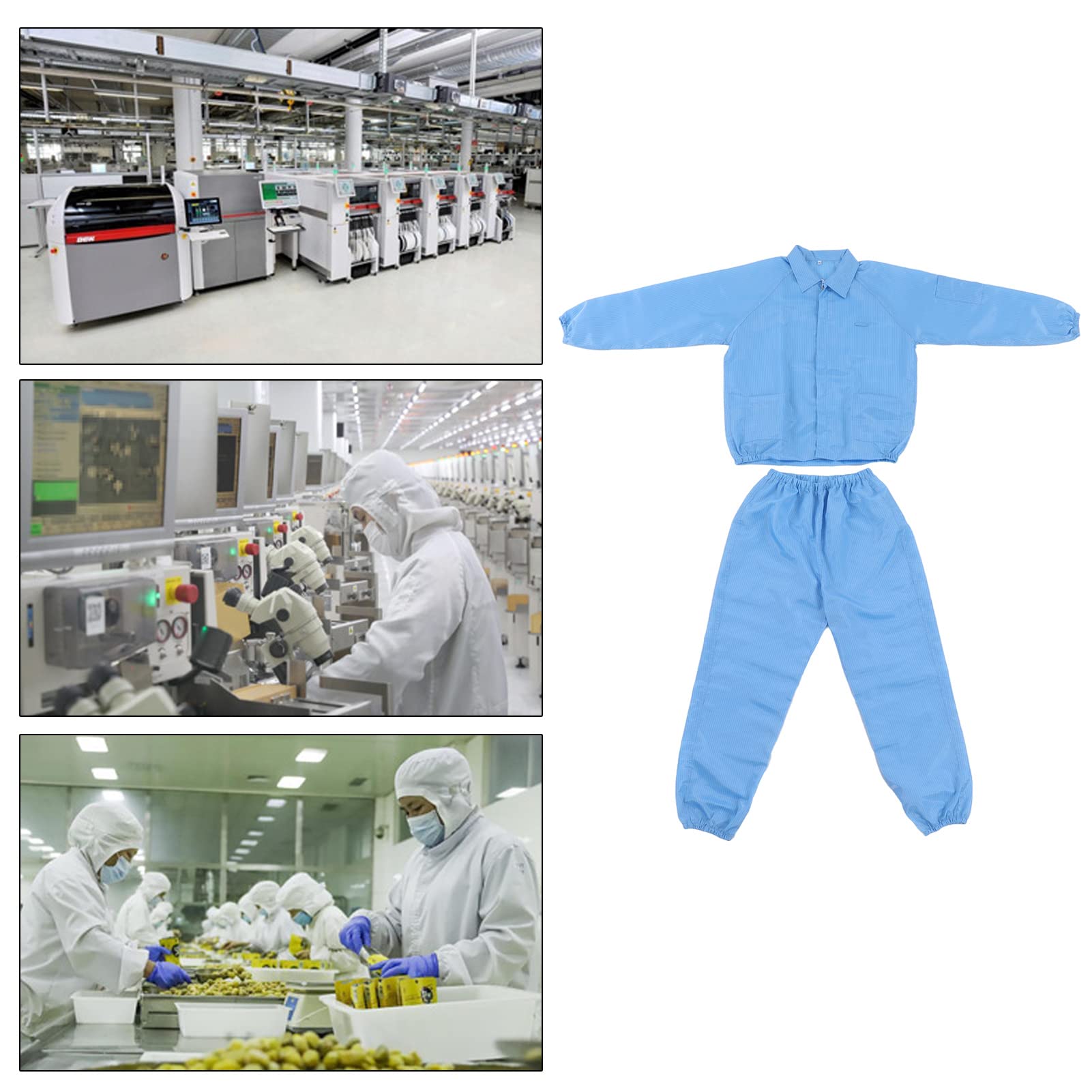 Cocoarm Cappotto ESD Abbigliamento da Officina Diviso in Poliestere Giacca Antistatica con Colletto Rialzato Cucitura Precisa Vestibilità Comoda per Indumenti da Lavoro per Camere Bianche SMT