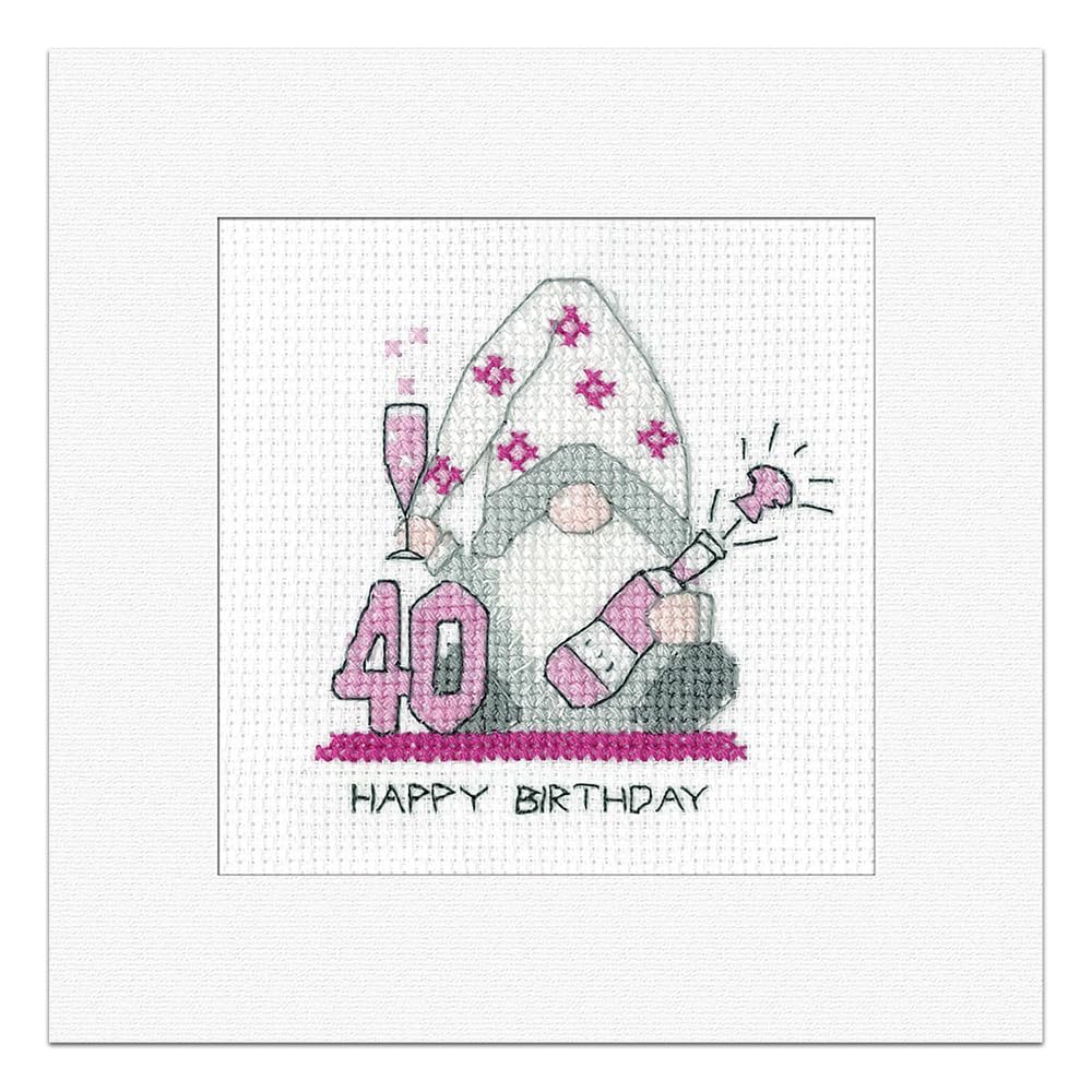 Heritage Crafts Women's Mixed Gonk - 40Th Birthday Card - Cross Stitch Greeting Card Kirsten Roche Gonks