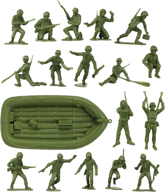 Toy Soldiers BMC Marx Recast WW2 US Marines Raft Paratrooper Figures