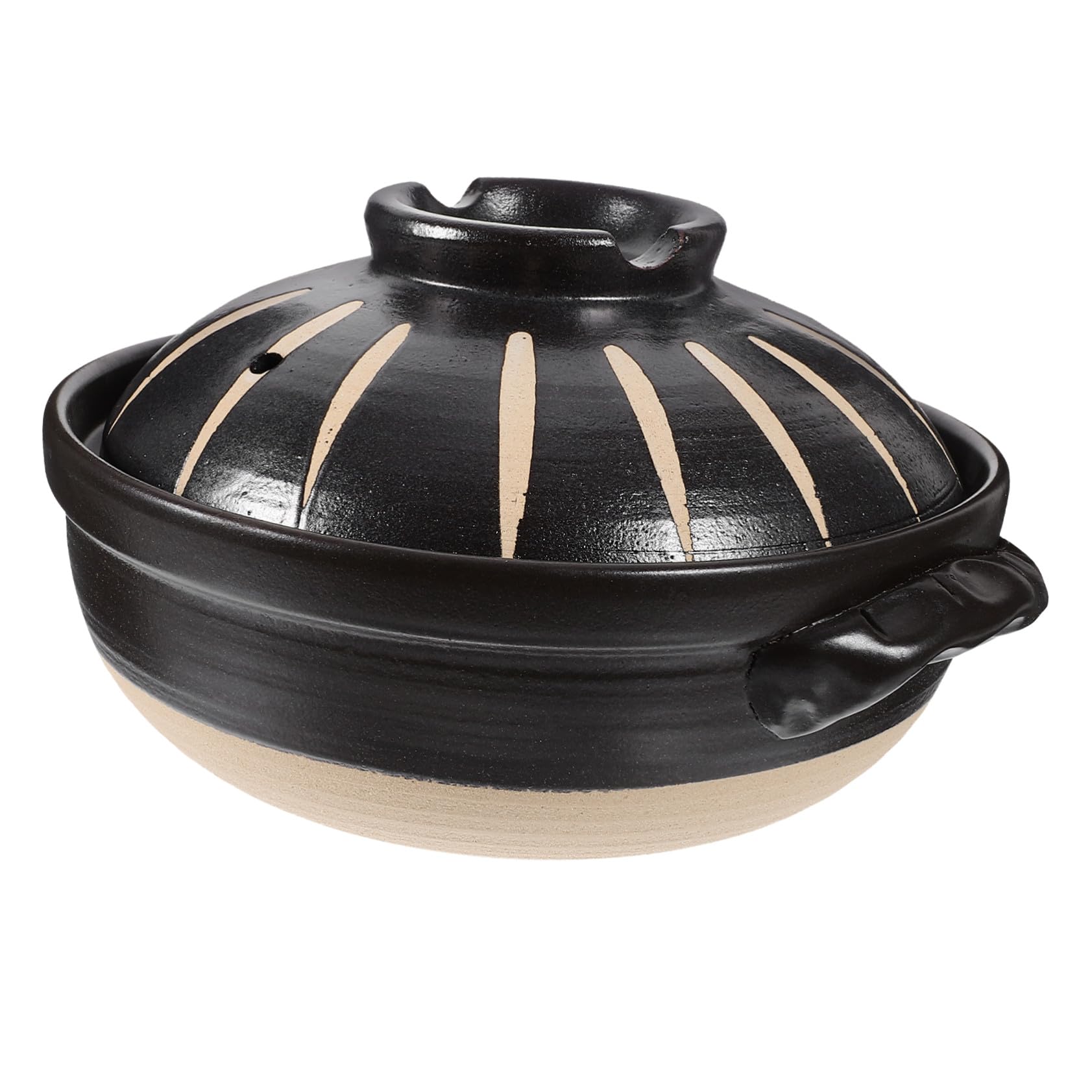 VALICLUD Casseruola Riscaldamento Uniforme in Ceramica da 2,6l con Coperchio Nero e Design Compatto per Cucina Domestica e Cottura a Gas