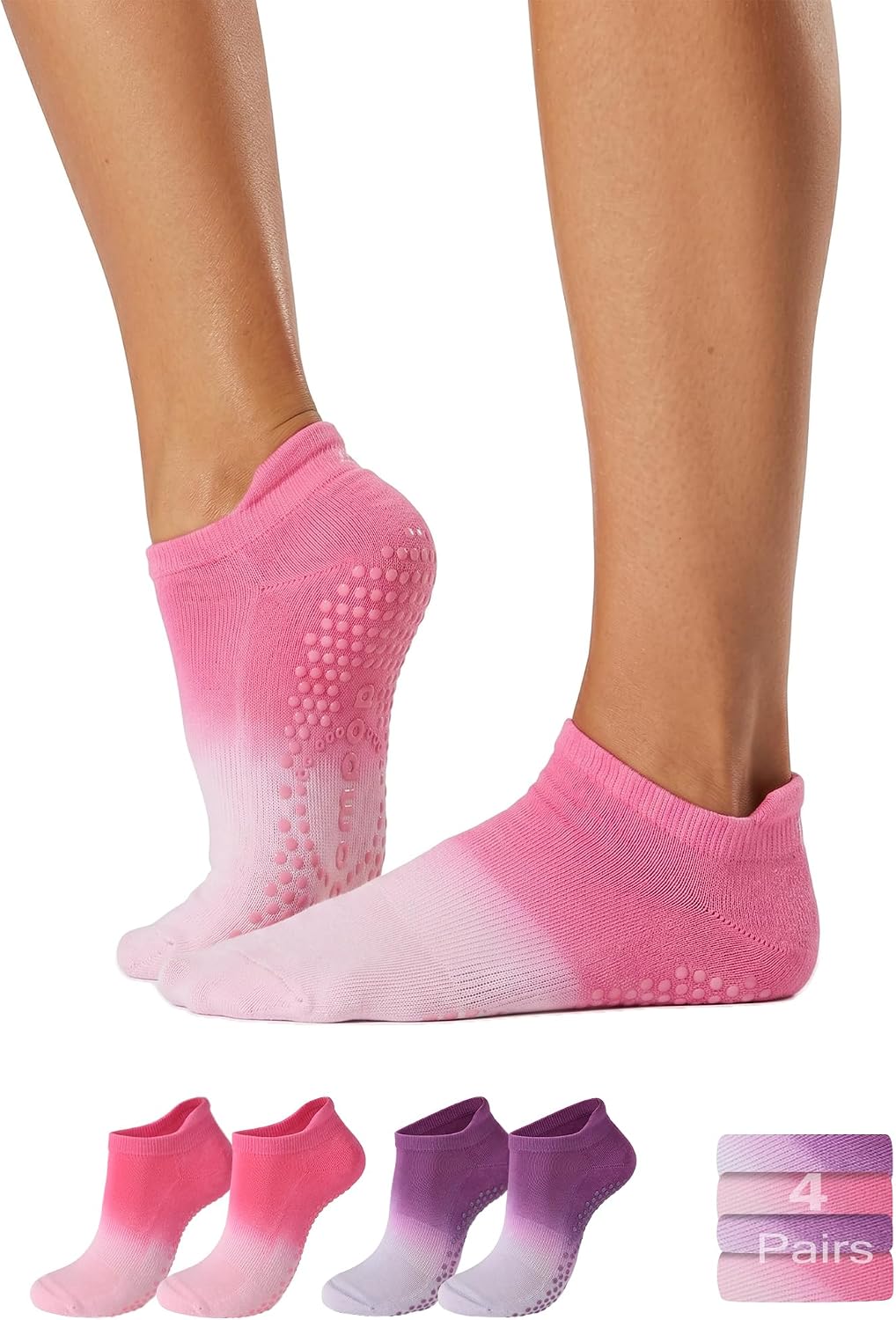 Pilates Grip Socks for Women – Non-Slip Grippy Yoga & Barre Socks, Cushioned Ombre Style for Studio, Home & gifts