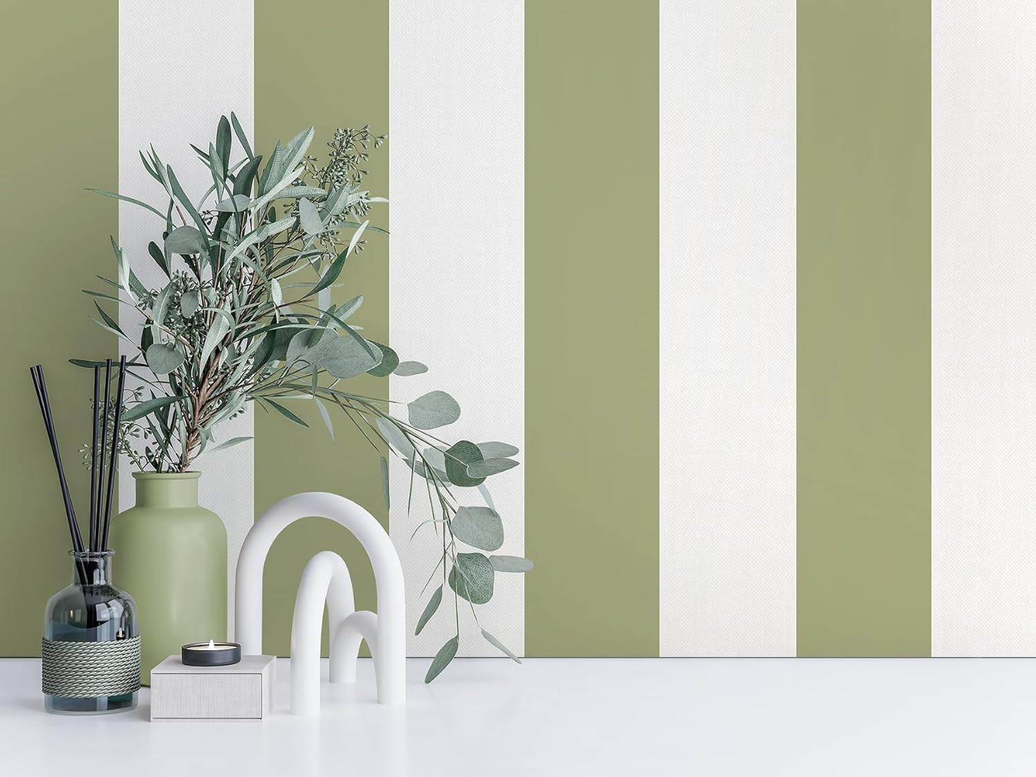 Fine Decor Juliette Stripe Wallpaper Sage FD43459