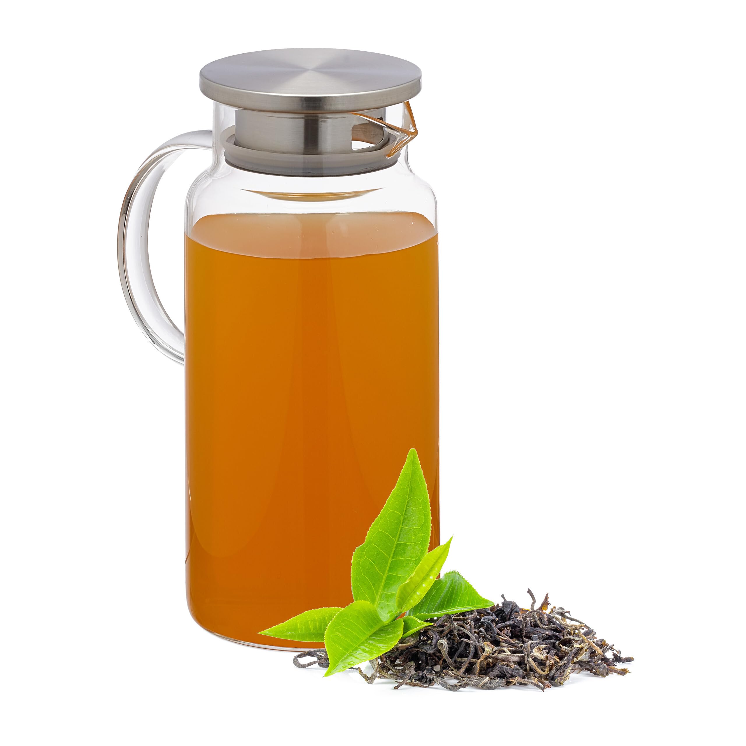 Relaxdays Caraffa in Vetro con Rubinetto Salvagoccia, Bottiglia 2,4