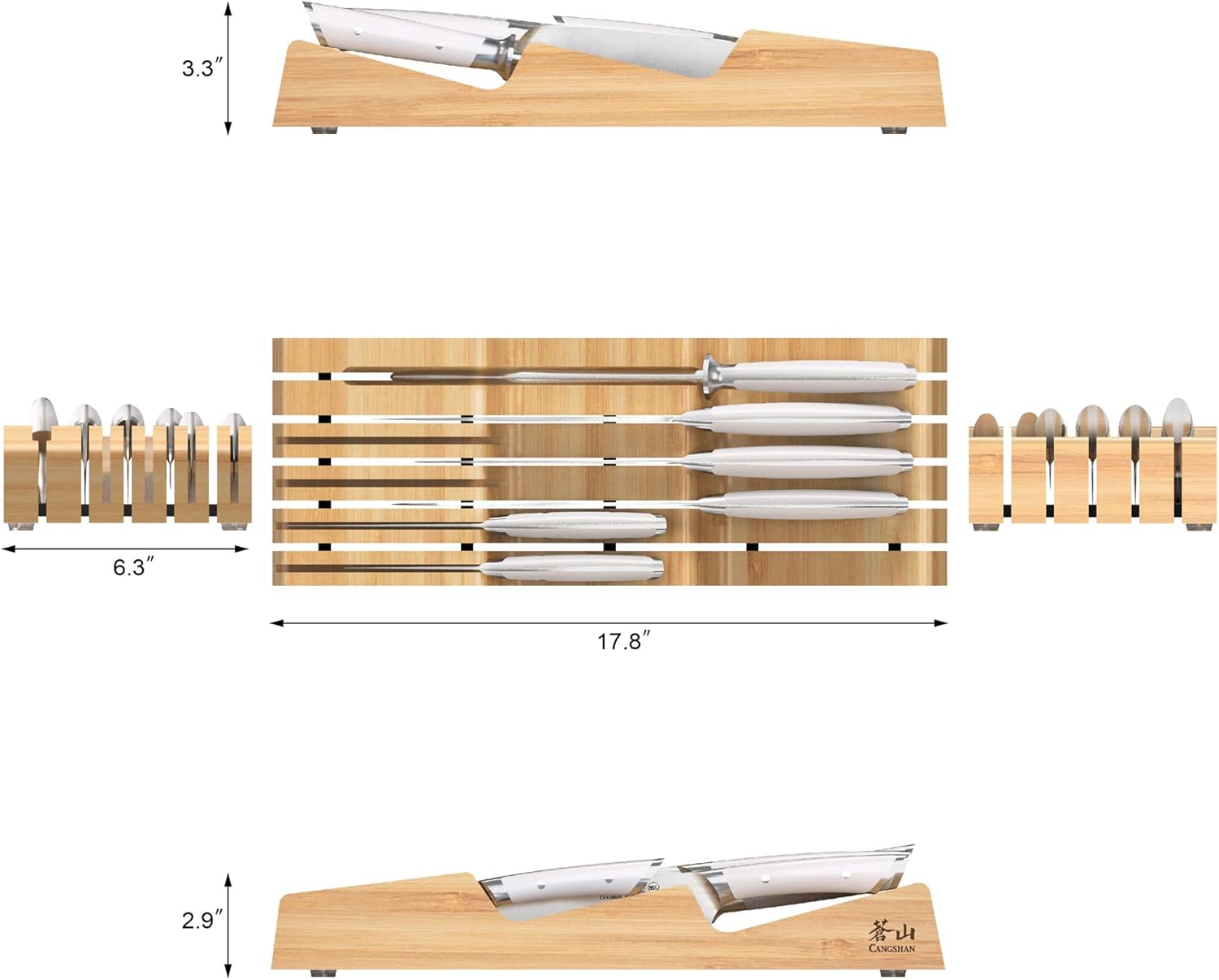 Cangshan HELENA Series German Steel Forged 7-Piece In-Drawer Knife Set (White)