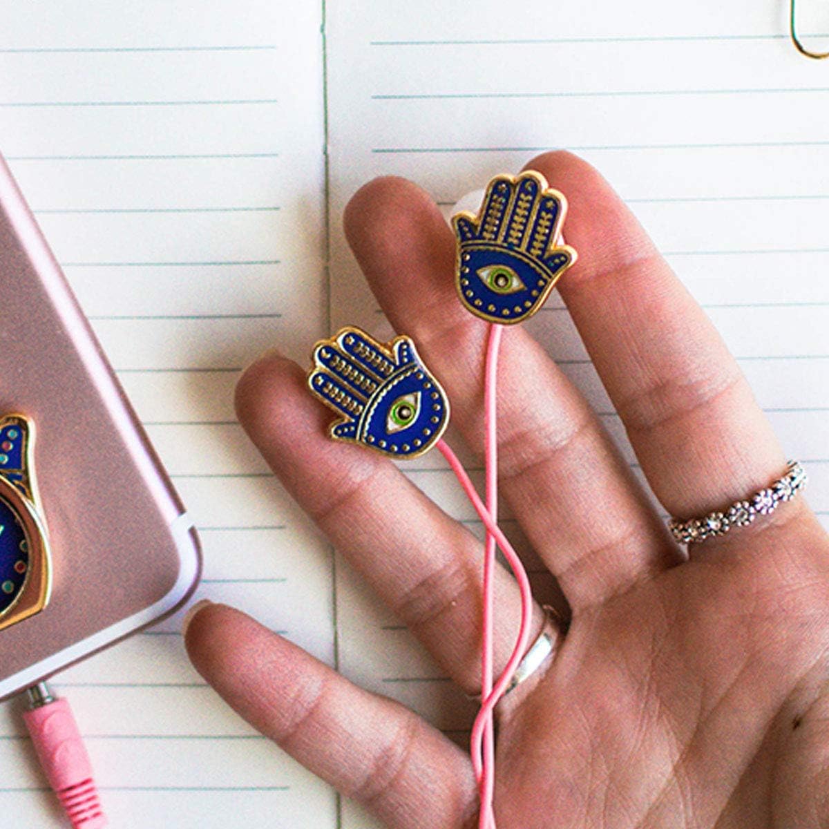 Hamsa W/Evil Eye Ear Buds - Image 3