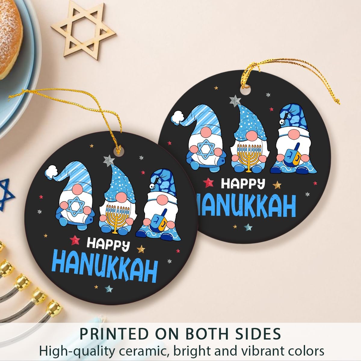 Condition photo showing New/Like New for Happy Hanukkah Ornament 2025 - Gnome Ornaments for Christmas Tree, Funny Hanukkah Gifts for Women, Men, Jewish Gifts for Friends, Chanukah Christmas Ornament, Gnome Ornaments for Hanging Decorations