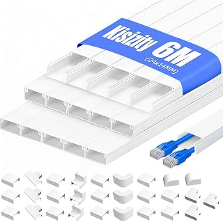 6m Kabelkanal Weiß Selbstklebend, 15 Stück L40cm x W24 x H14mm PVC Kabelschacht Weiss zum Verstecken von Kabel, Kabelleiste für die Wand, Schnelle Verklebung, kein Bohren erforderlich