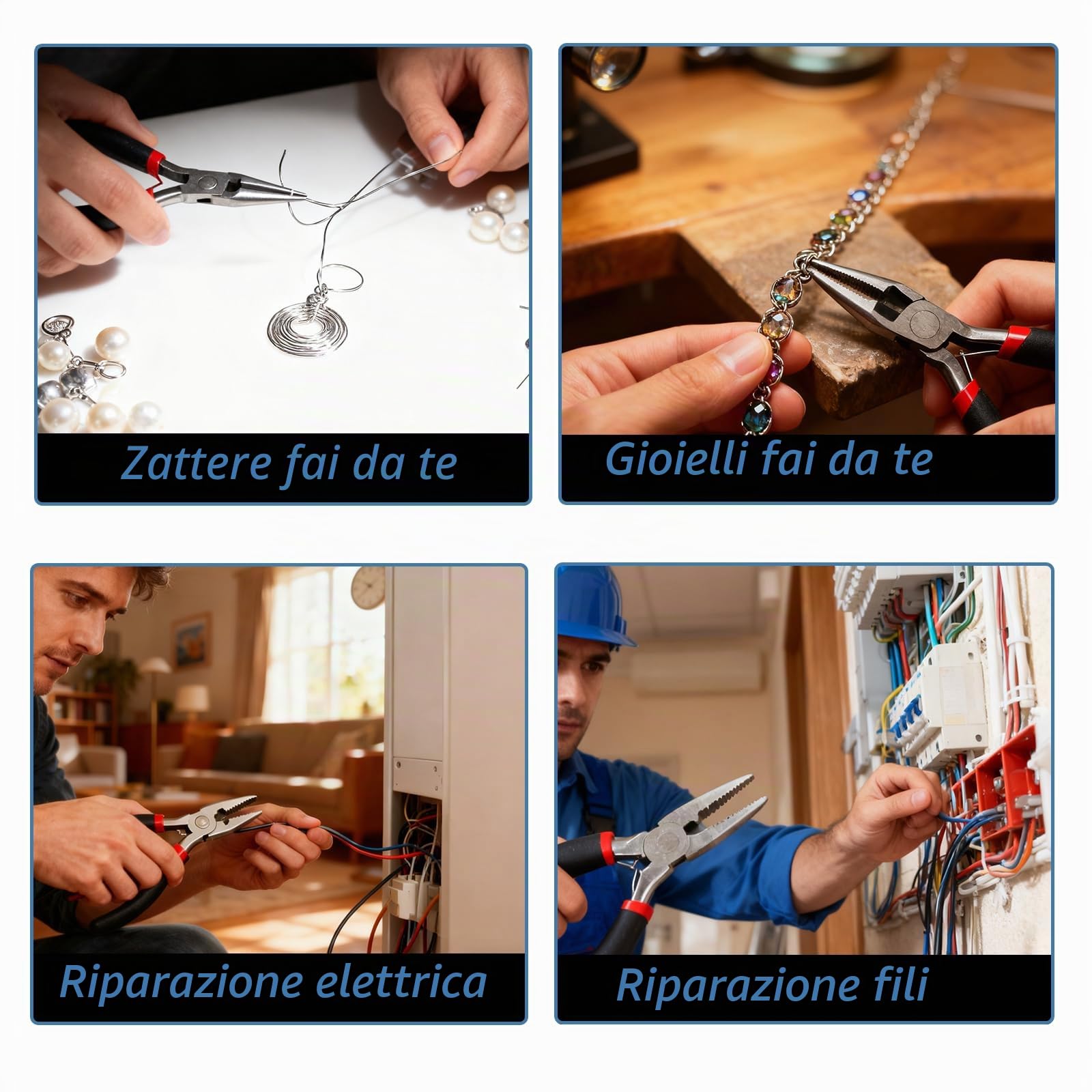 Set da 8 Pezzi Pinze per Bigiotteria, Set Pinze con Custodia Accessori per la Creazione di Gioielli per Professionisti Del Fai da Te e Riparazioni di Gioielli